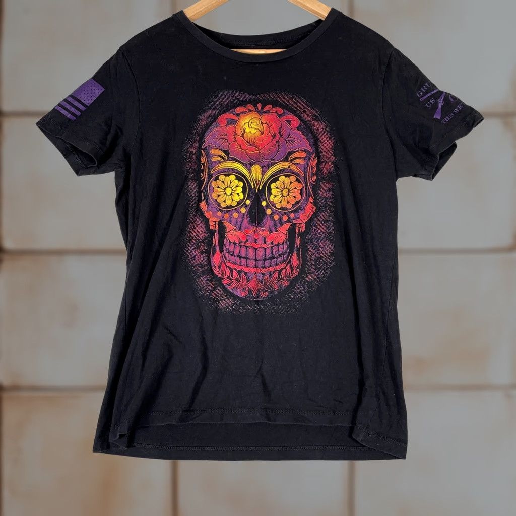 Sugar Grunt Style Shirt Mens M Black Sugar Skull Dia de los Muertos Graphic Tee Size US M / EU 48-50 / 2 - 1 Thumbnail