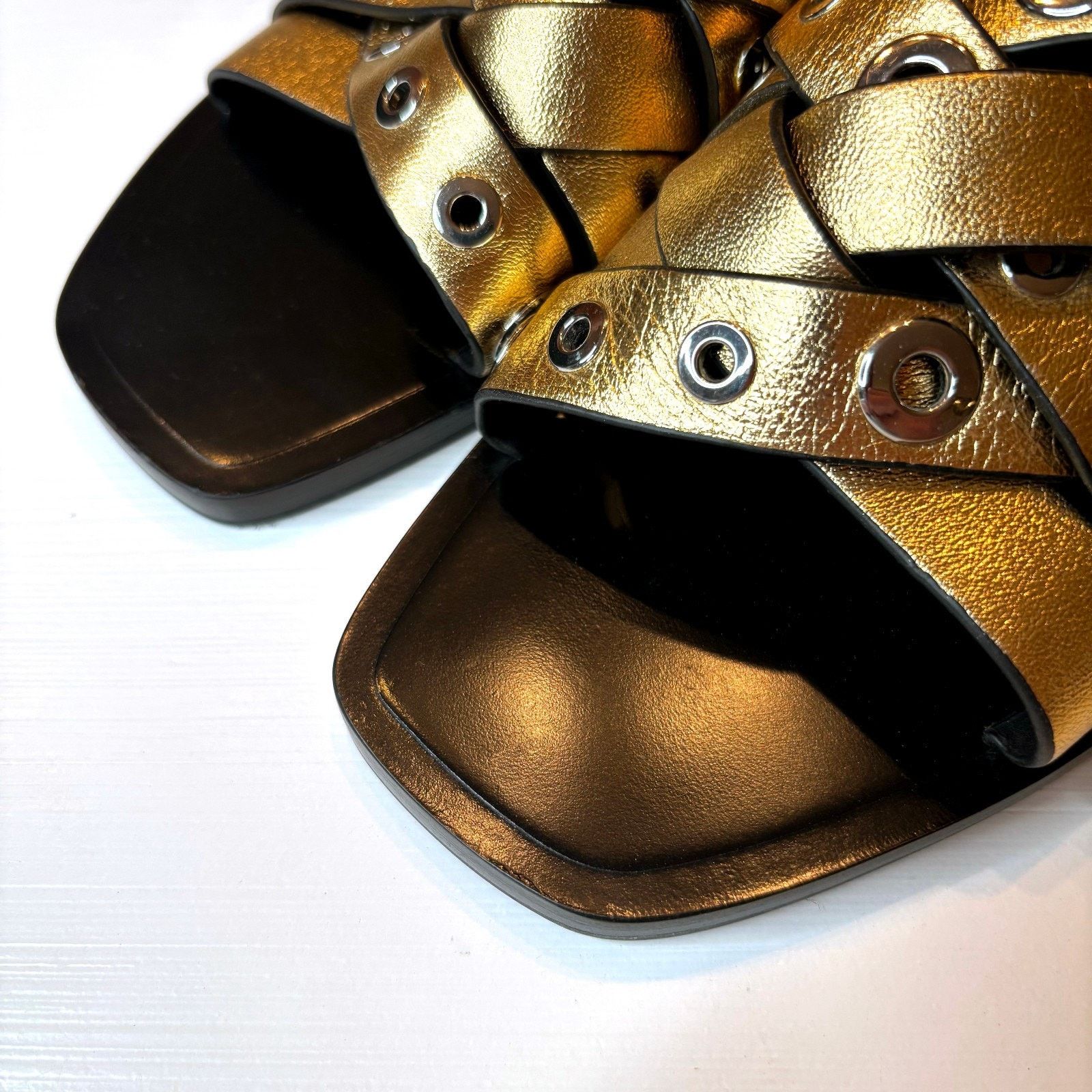 Rag & Bone Rag & Bone Sandals Gold Leather Hartley Metallic Slide Sz 8 Size US 8 / IT 38 - 11 Thumbnail
