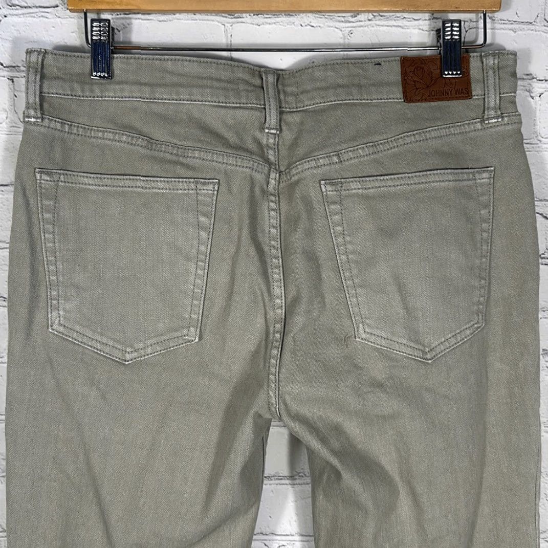 Johnny Was Johnny Was Catalina Boyfriend Women’s Oil Green Jeans Embellished Cuffs size 28 Size 28" / US 6 / IT 42 - 7 Thumbnail