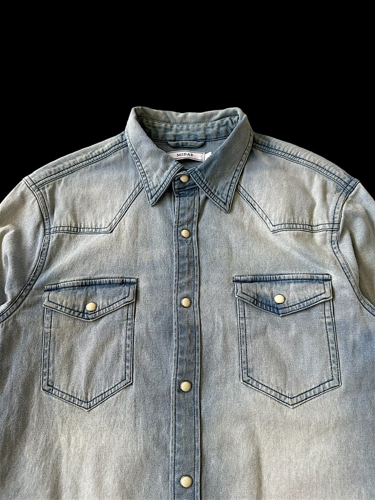 Obelisk 00’s MIDAS vintage style stonewash denim shirt Size US M / EU 48-50 / 2 - 4 Thumbnail