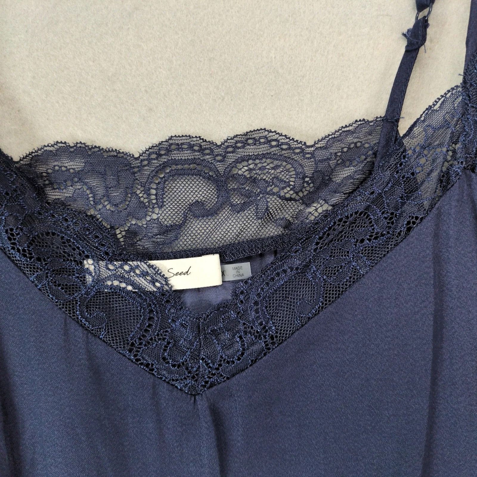 Other Mustard Seed Navy Blue Satin Lace Camisole Top Women's XL Size XL / US 12-14 / IT 48-50 - 9 Thumbnail