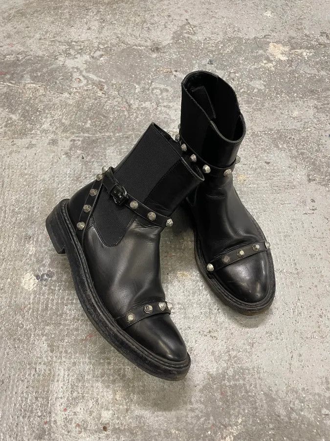 Balenciaga Balenciaga Black Studded High Ankle Leather Boots Size US 6 / IT 36 - 2 Thumbnail