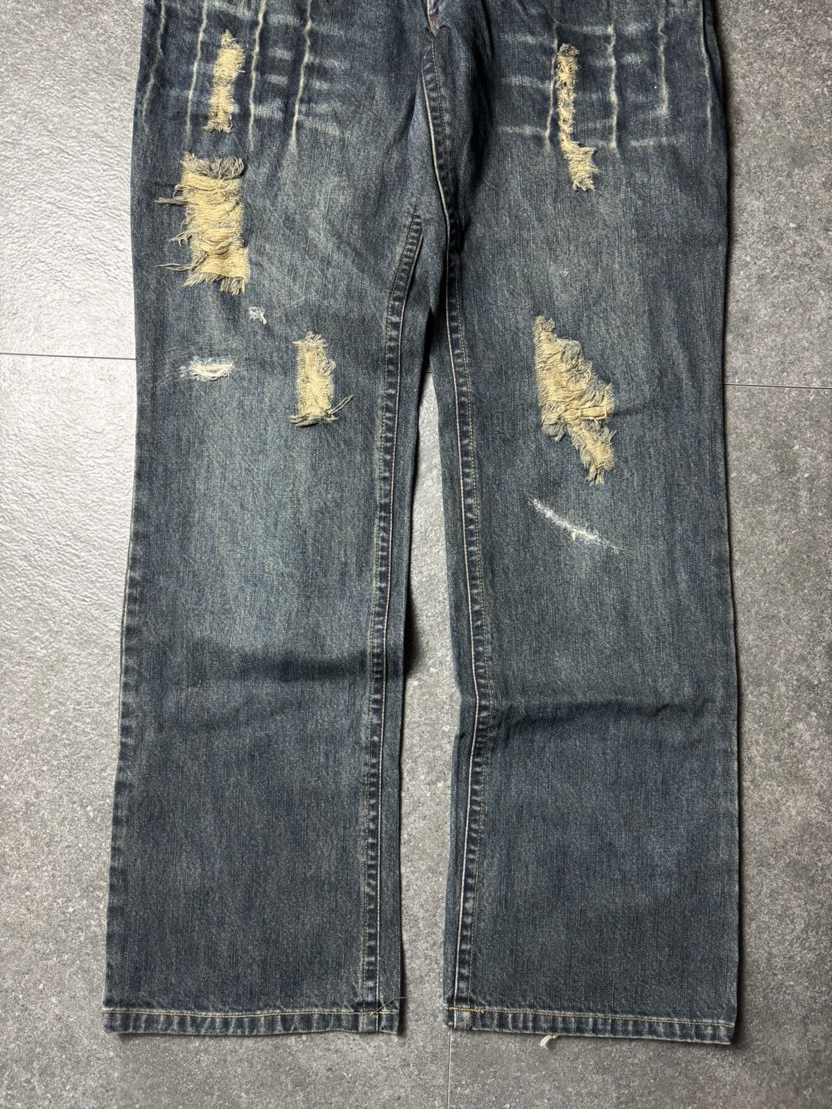 Japanese Brand 2000s Aphalle Double Waist Hybrid Camo Mudwash Jeans Size US 31 - 4 Thumbnail