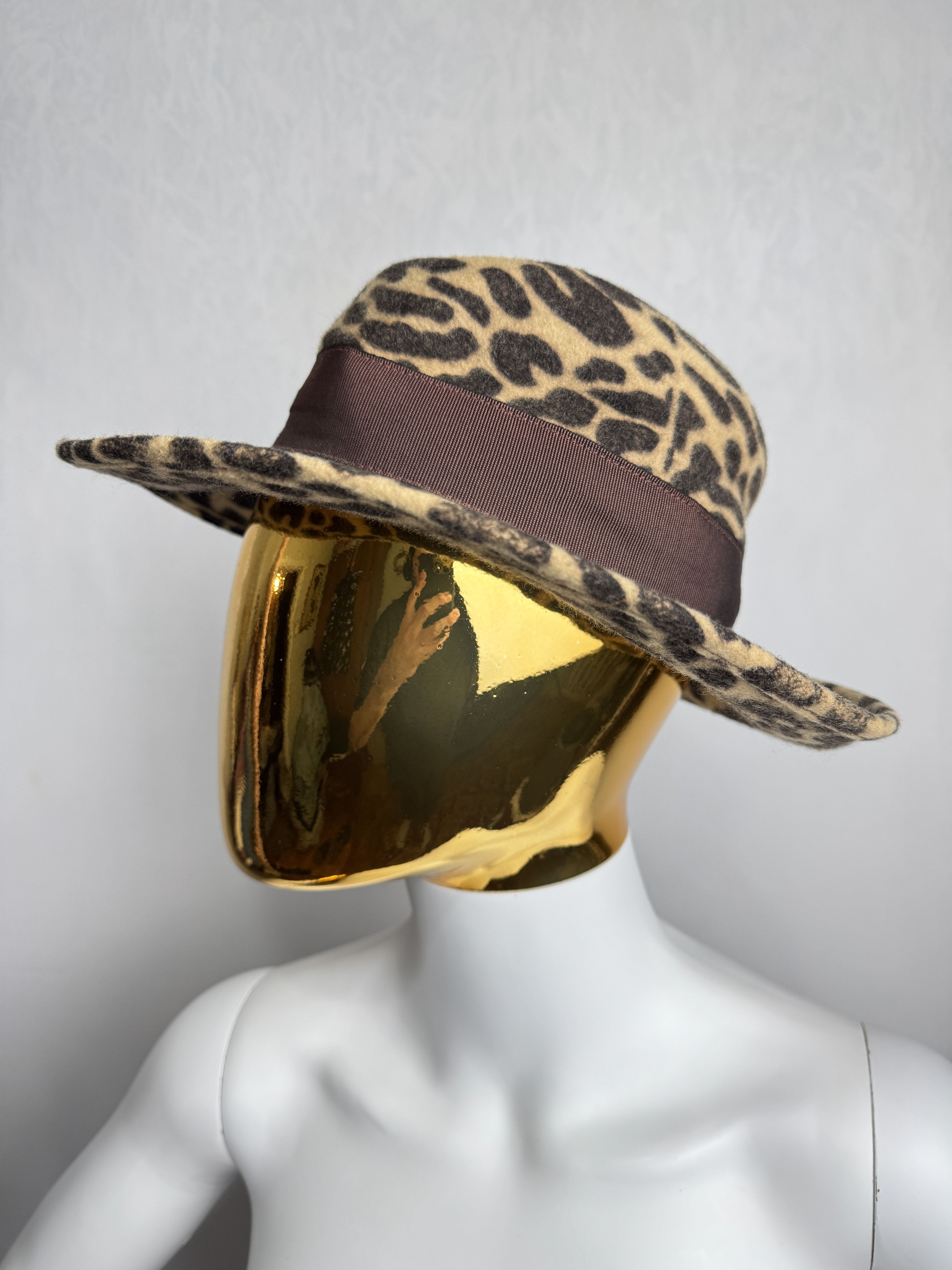 Japanese Brand × Vintage Vintage leopard print wool felt fedora hat Size 26 - 5 Thumbnail