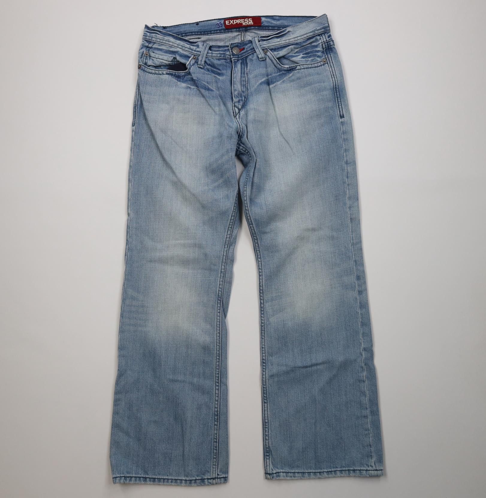 Express Vintage Y2K Express Slim Fit Boot Cut Wide Leg Denim Jeans Size US 33 - 1 Thumbnail