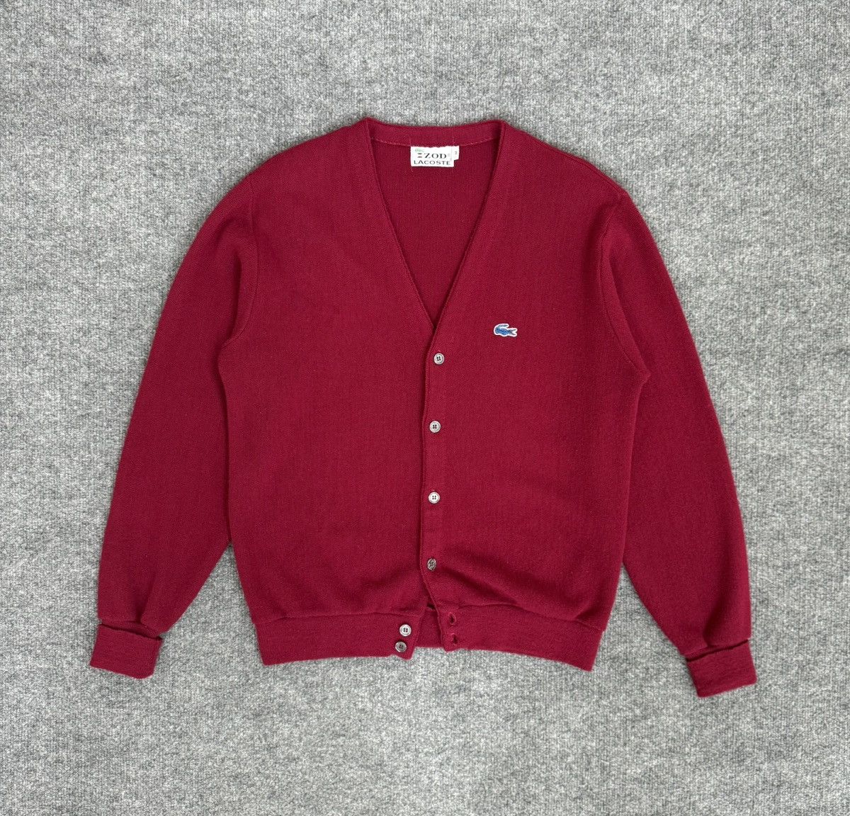 Izod Vintage IZOD Lacoste Cardigan Maroon 80s Preppy M Size US M / EU 48-50 / 2 - 1 Thumbnail