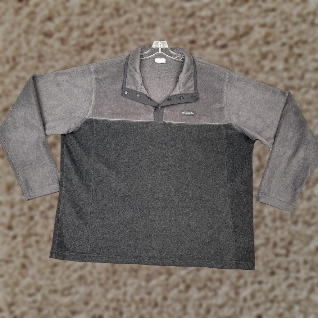 Vintage Columbia Sweatshirt Men 2XL Gray Fleece 1/4 Zip Snap Neck Pullover Outdoor Polyester Shirt Size US XXL / EU 58 / 5 - 1 Thumbnail