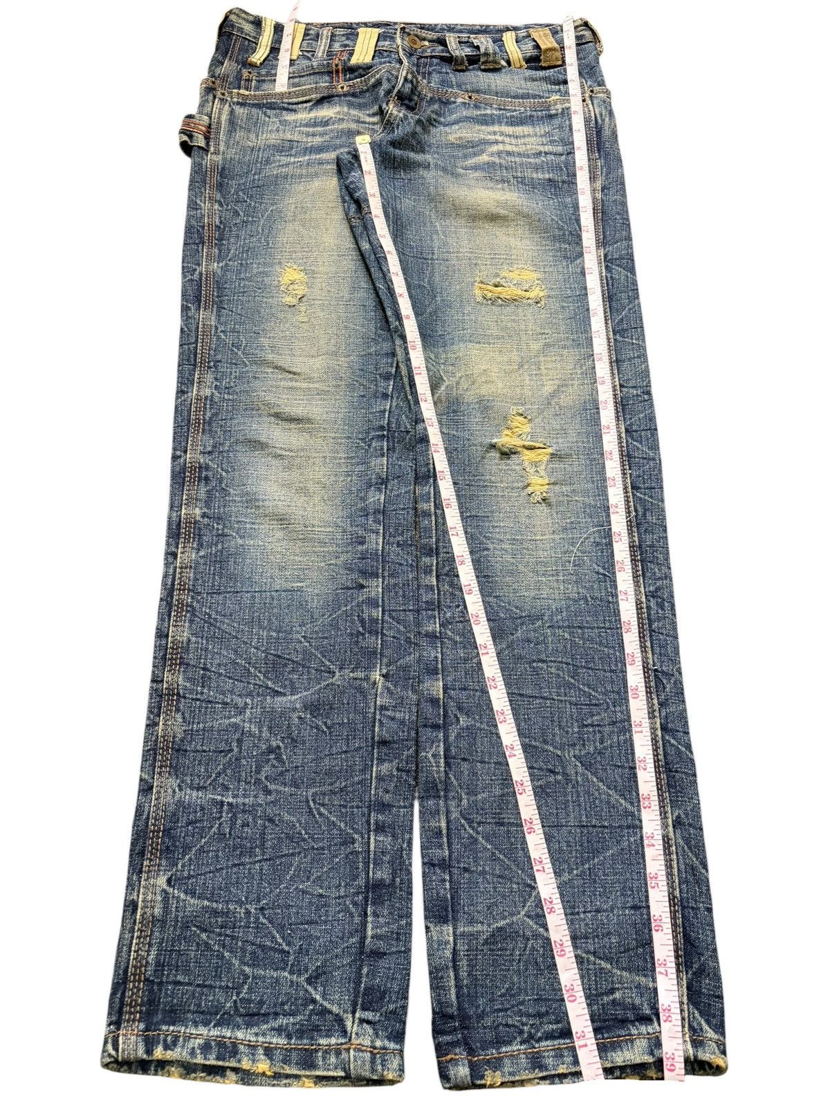 Marithe + Francois Girbaud Vintage Japanese Brand Rusty Wash Distressed Jeans Size 31" - 7 Thumbnail