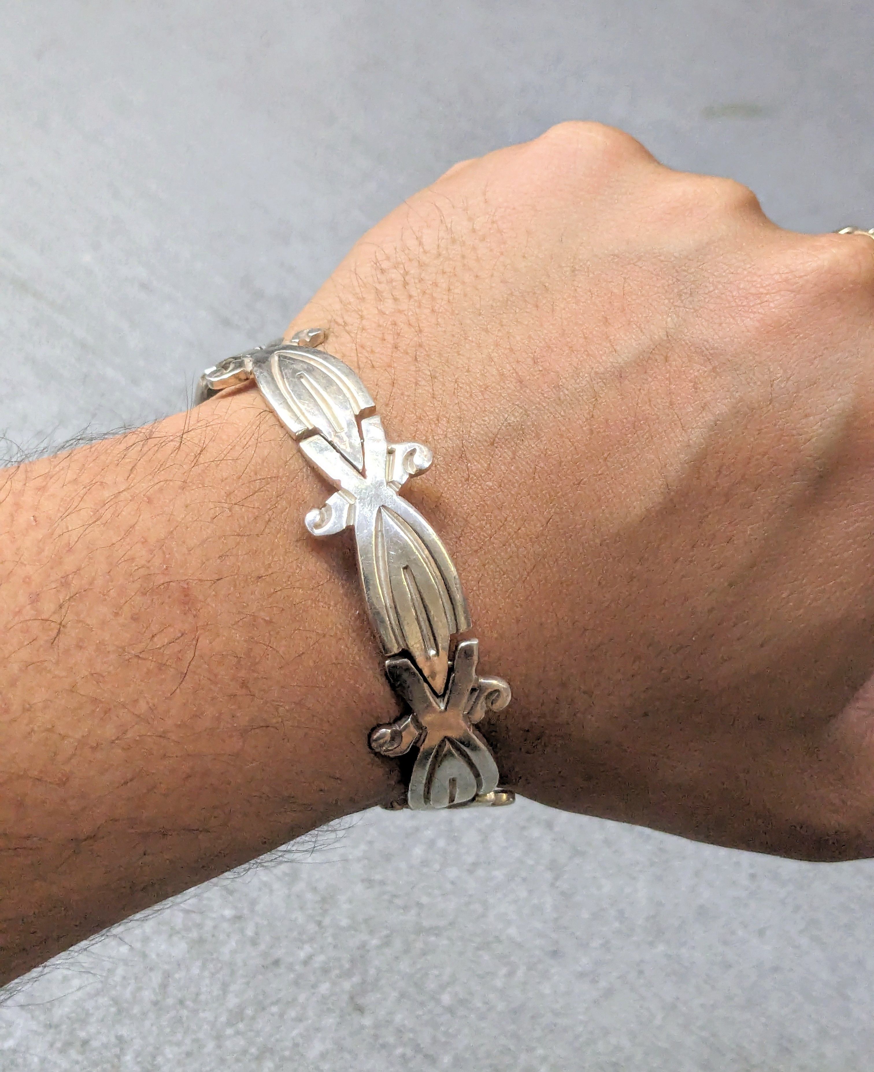 Jewelry Vintage Sterling Silver Bracelet 7.5" Chunky Thick Taxco Size ONE SIZE - 16 Thumbnail