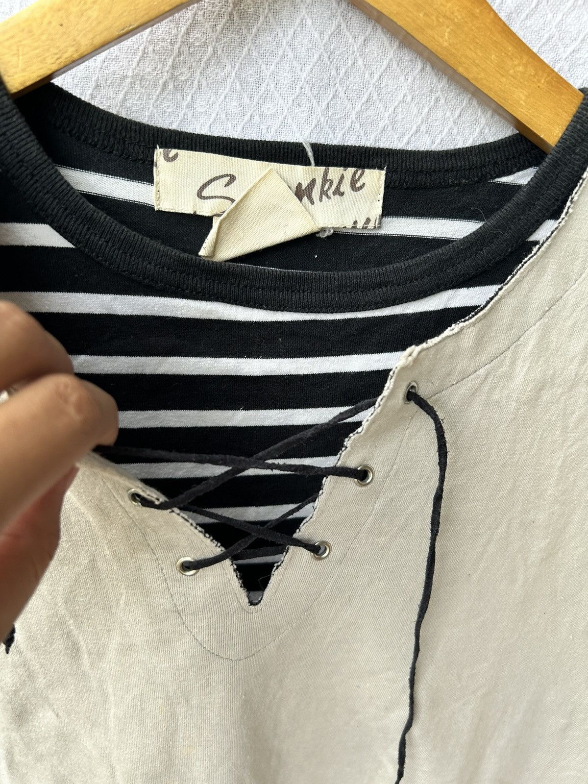 Hysteric Glamour Spunkie laces double layers stripe tees Size US L / EU 52-54 / 3 - 6 Thumbnail