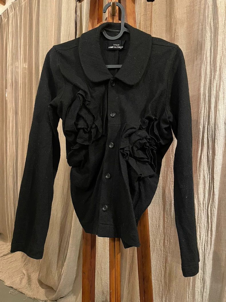 Comme des Garcons Comme des Garcons Black irregular wool rose shirt coat swe Size XS / US 0-2 / IT 36-38 - 1 Thumbnail