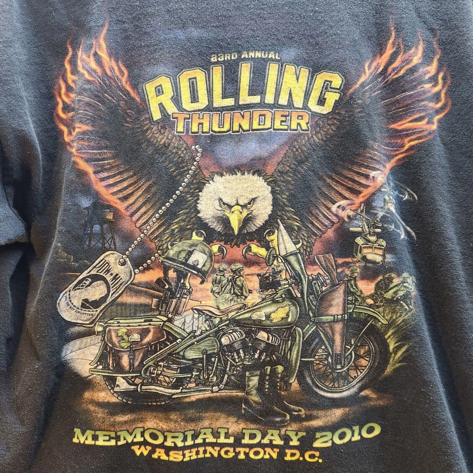 Gildan 2010 Rolling Thunder Motorcycle Rally Tshirt Size Large Size US L / EU 52-54 / 3 - 9 Thumbnail
