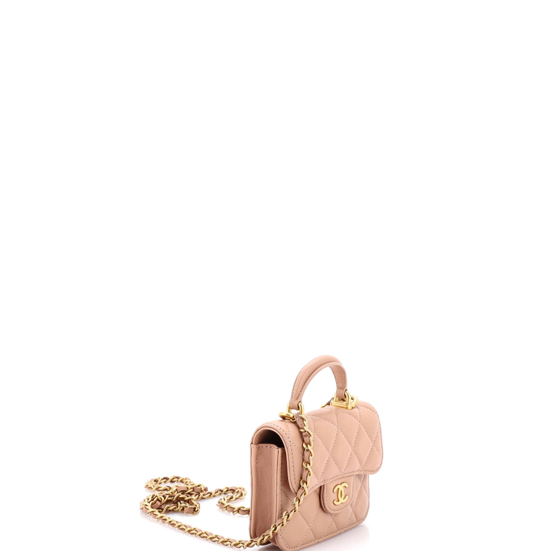 Chanel Top Handle Flap Coin Purse with Chain Quilted Lambskin Size ONE SIZE - 1 Thumbnail