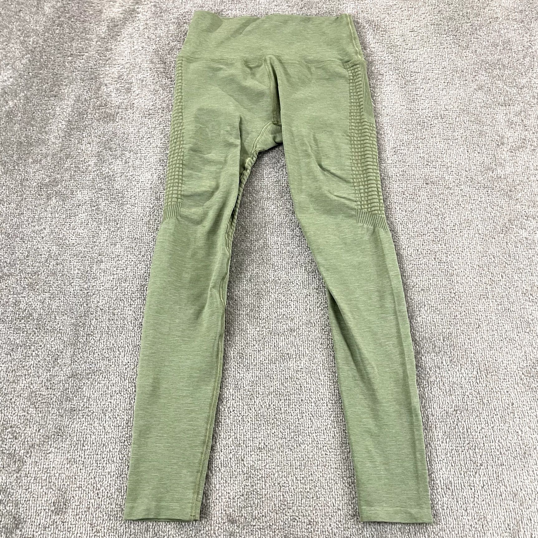 Vintage ALPHALETE Leggings Large Green Ankle Lightweight Workout Pants Womens Size 36" / US 14 / IT 50 - 3 Thumbnail