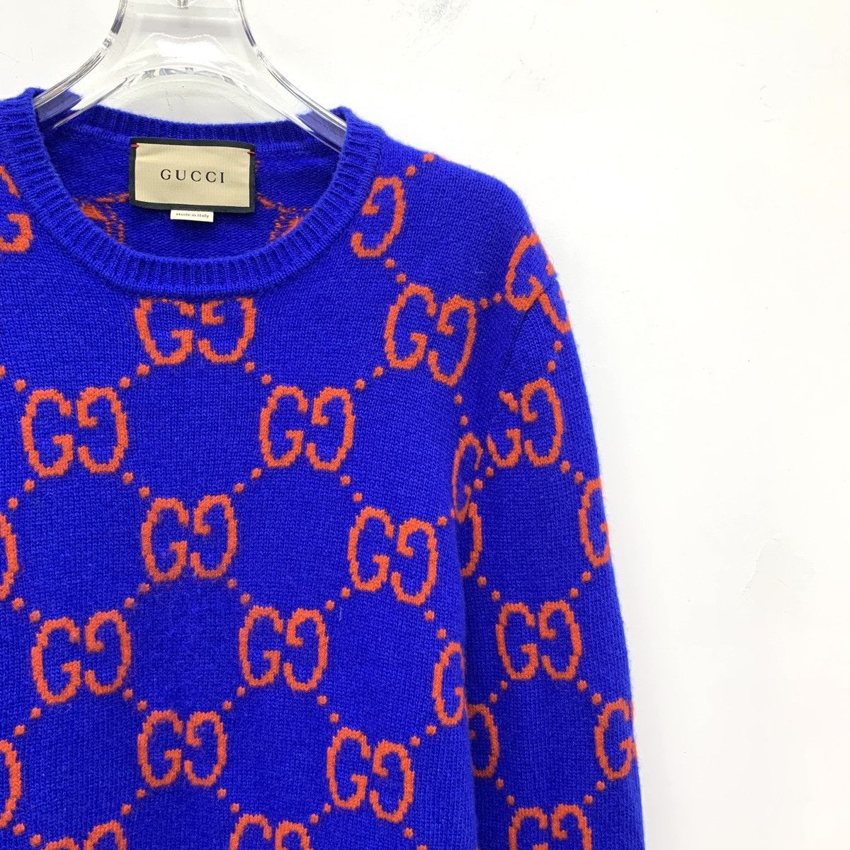 Gucci Gucci Dark Blue Jacquard Wool Long Sleeve Knitwear K26WX Size US M / EU 48-50 / 2 - 3 Thumbnail