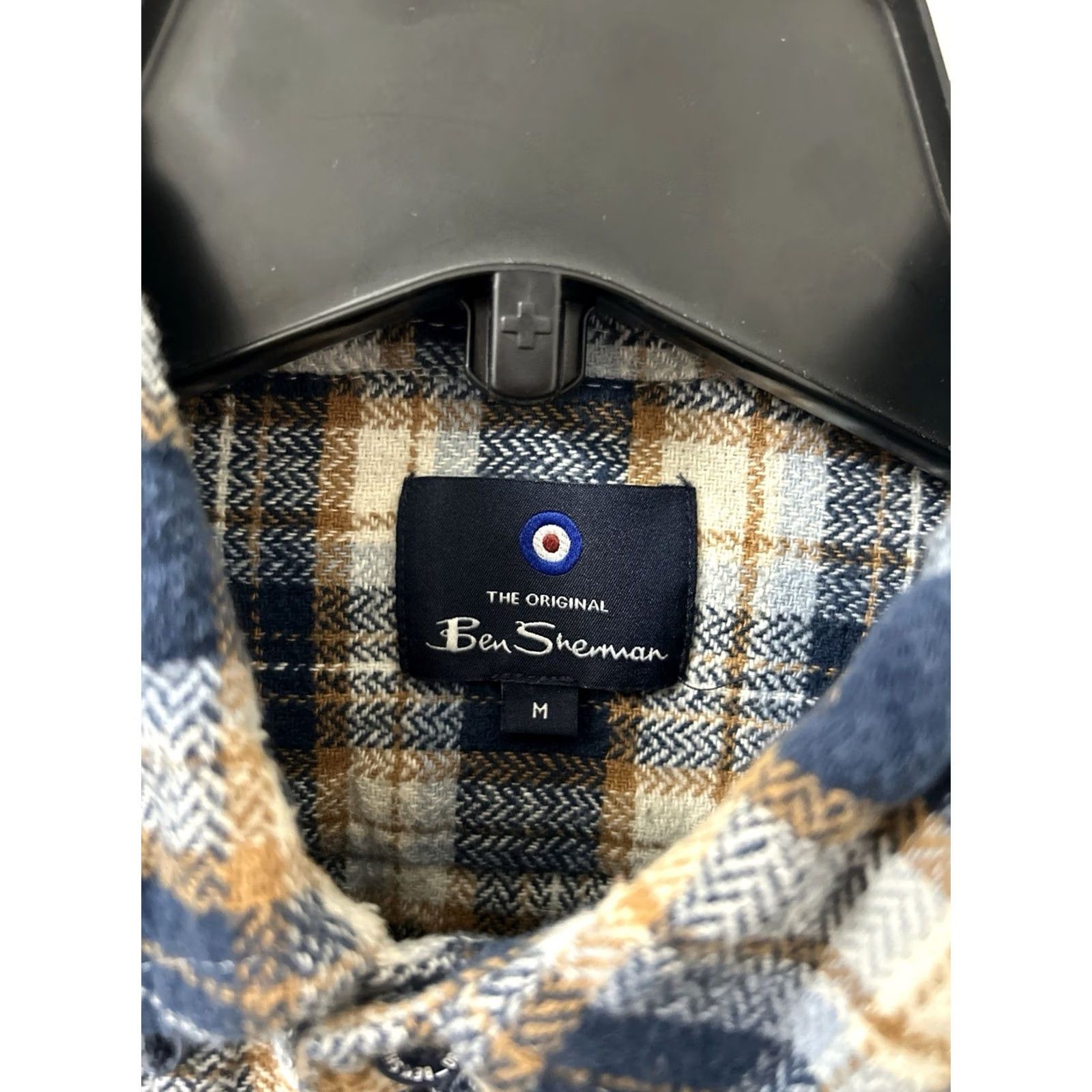 Ben Sherman Ben Sherman Shirt Mens Medium Blue Plaid Herringbone Flannel Button-Down L/S Size US M / EU 48-50 / 2 - 6 Thumbnail