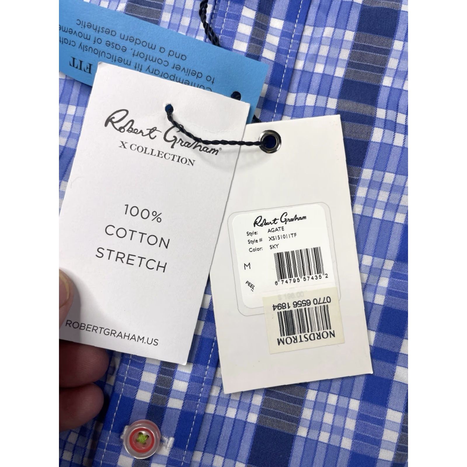 Robert Graham NWT Robert Graham X Shirt Mens M Plaid Paisley Button-Down Blue Multicolor Long Sleeve Cotton Button-Up Embroidered Contrast Trim Size US M / EU 48-50 / 2 - 6 Thumbnail