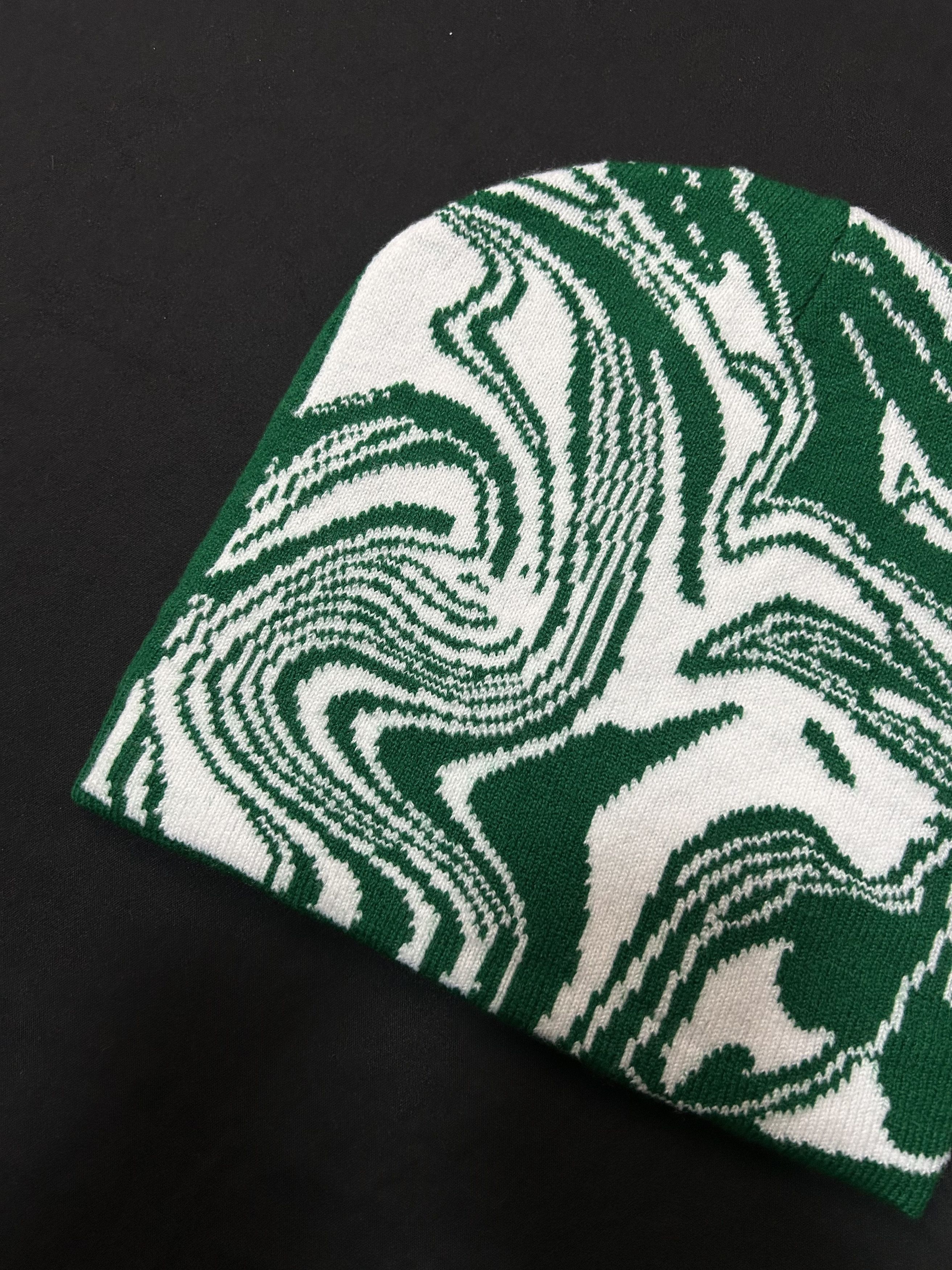 Japanese Brand Rare Planet Heaven Graphic No Cuff Knit Green Beanie OS Size ONE SIZE - 2 Thumbnail