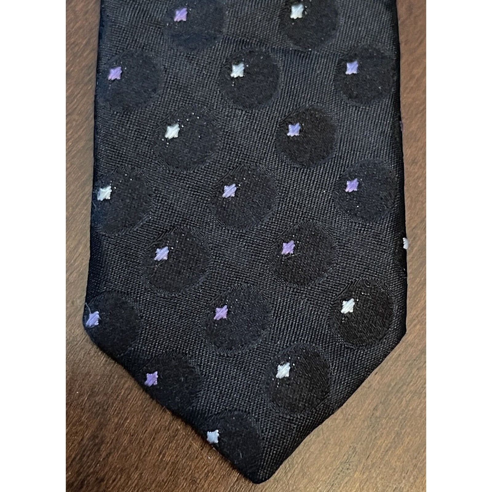 Geoffrey Beene Geoffrey Beene Black Purple HandMade 100% Silk Made In China Size ONE SIZE - 6 Thumbnail