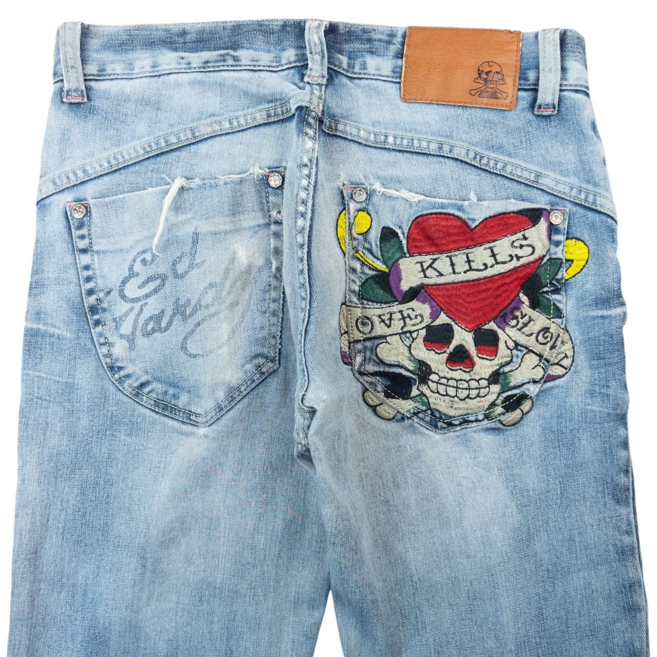 Ed Hardy Vintage Ed Hardy Ripped Embroidered Denim Jeans Size W30 Size 30" / US 8 / IT 44 - 1 Thumbnail