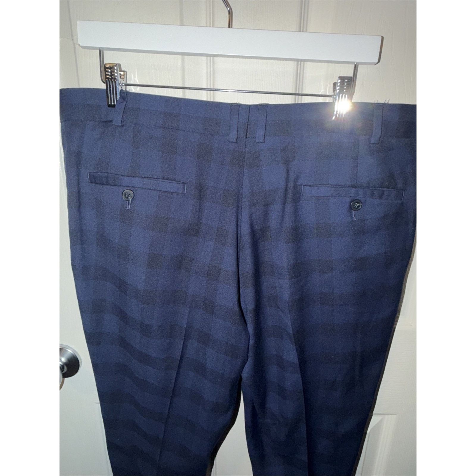 Jos. A. Bank Men's Premium Dress Pants 39x32 Blue Black Plaid Classic Fit Size US 39 - 13 Thumbnail