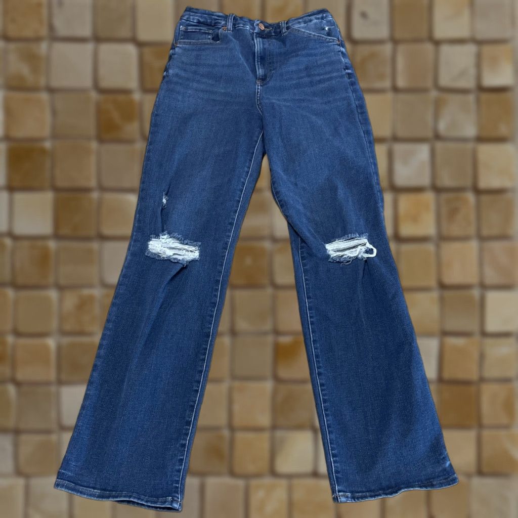 Express EXPRESS Women's Modern Straight Super High Rise Ultra Hyper Stretch Jeans Size Medium Blue Size 32" / US 10 / IT 46 - 1 Thumbnail