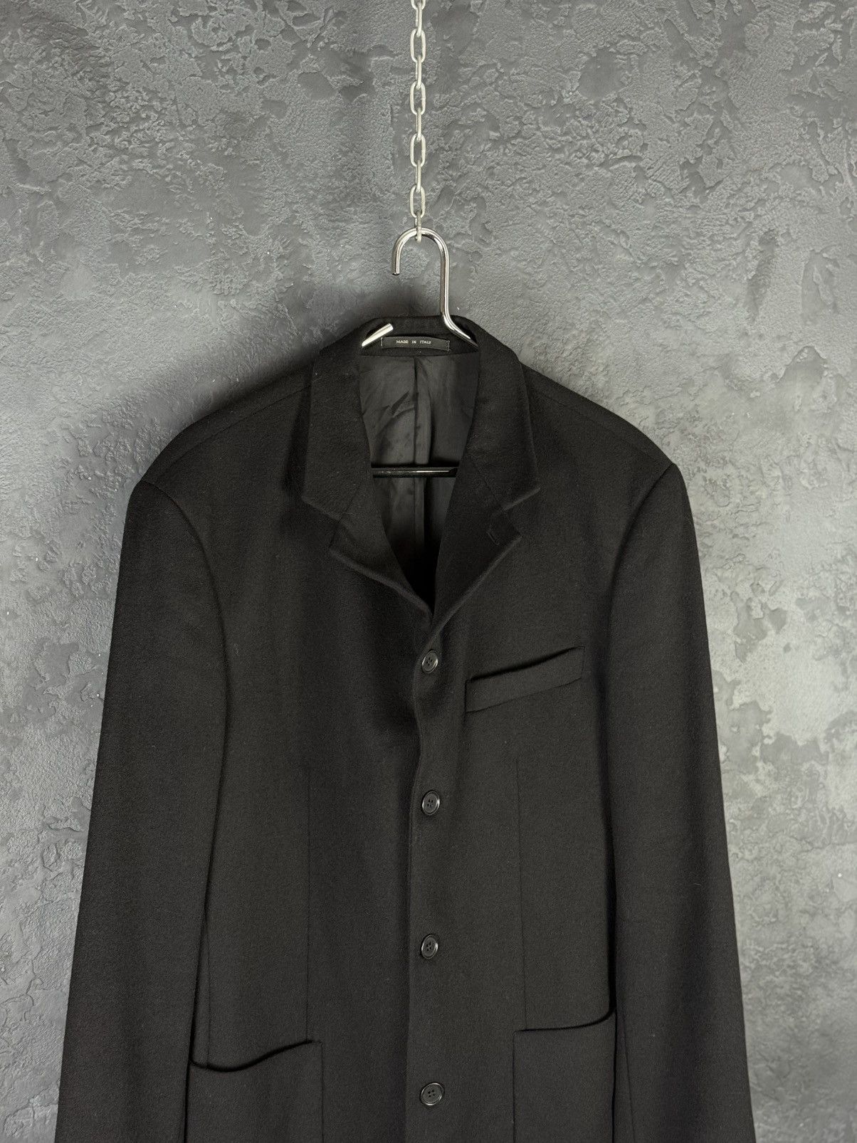 Emporio Armani 90s Vintage Mens EMPORIO ARMANI Black Coat Blazer Wool Italy Size US M / EU 48-50 / 2 - 2 Thumbnail