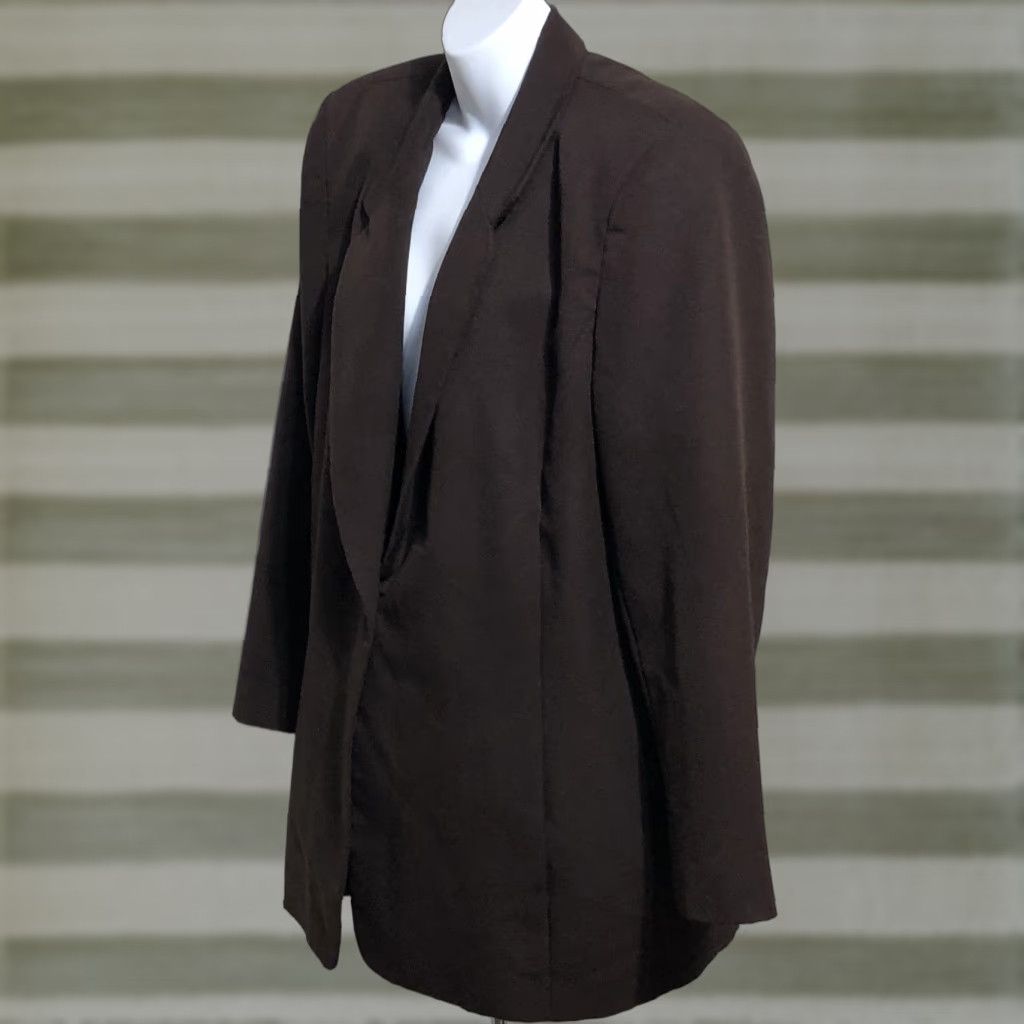 Vintage Liz Baker Blazer Jacket 18W Brown 1 Button Pockets Lined Career Office Work Blazer Womens 18W Brown Jacket Size XXL / US 16-18 / IT 52-54 - 1 Thumbnail