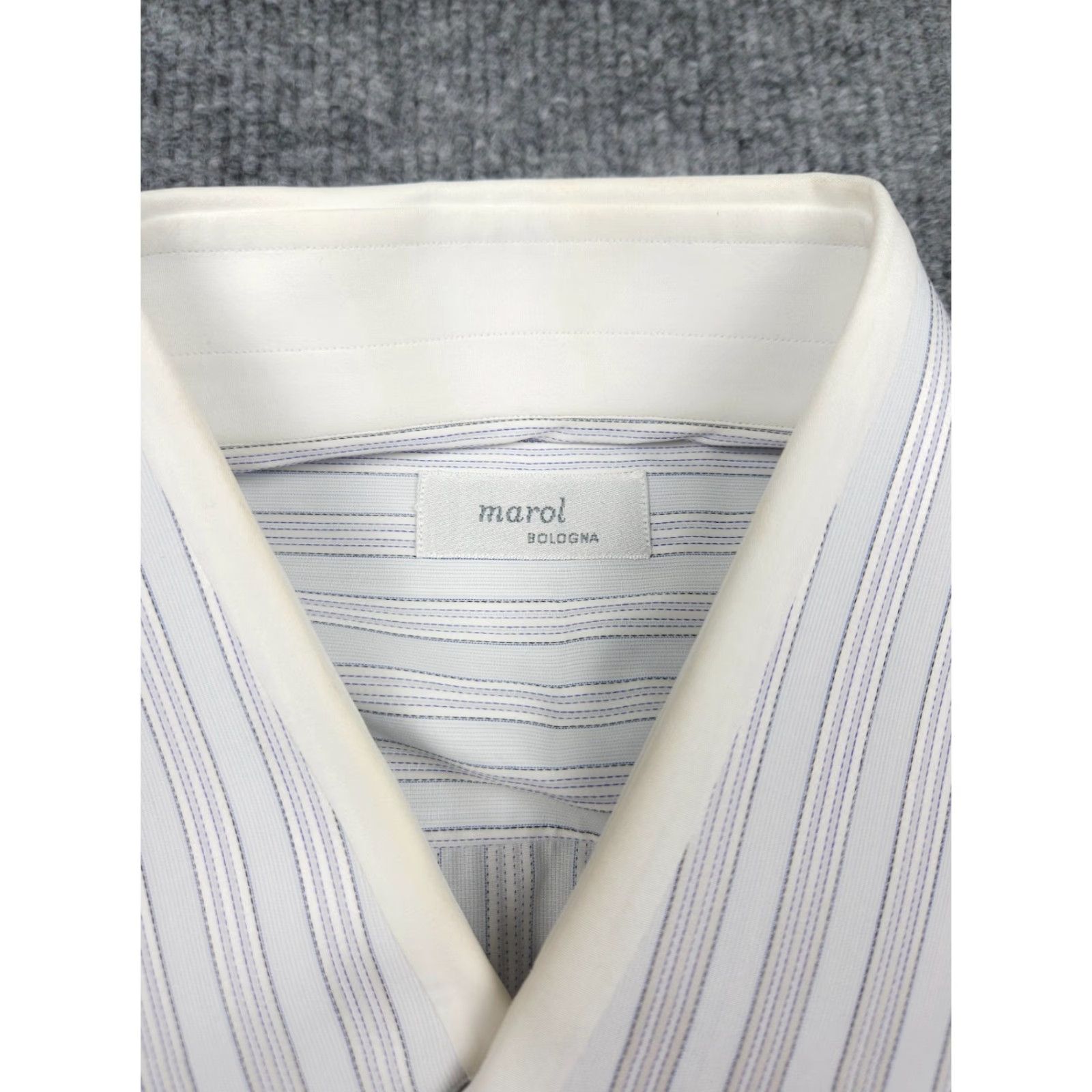 Vintage MAROL Bologna Dress Shirt Mens 40 Striped Button Up 15 3/4 Italy Cotton Shirt Size 40R - 5 Thumbnail