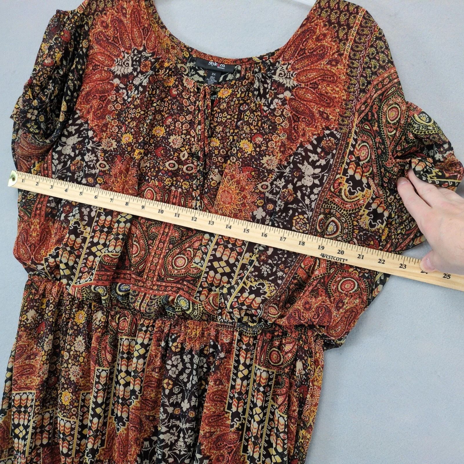 Other Style & Co Sheer Paisley Blouson Midi Dress Plus Size 3X Size 3XL / US 20-22 - 6 Thumbnail