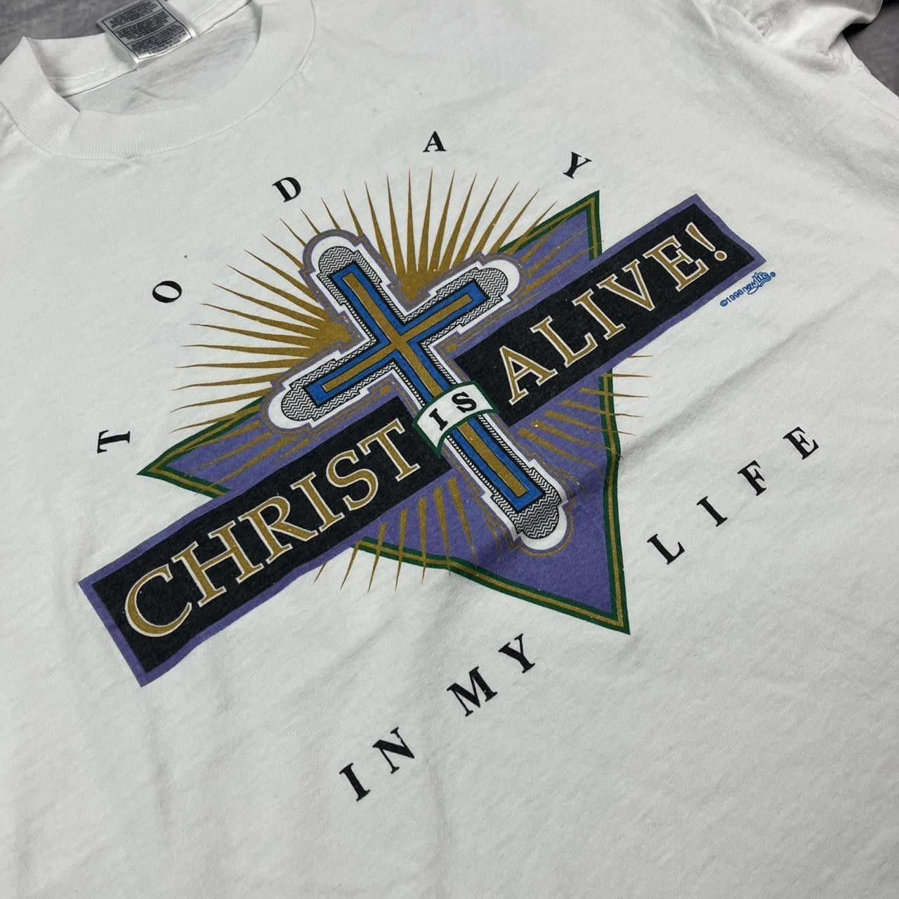 Fruit Of The Loom Vintage 90s Christian shirt Size US M / EU 48-50 / 2 - 2 Thumbnail