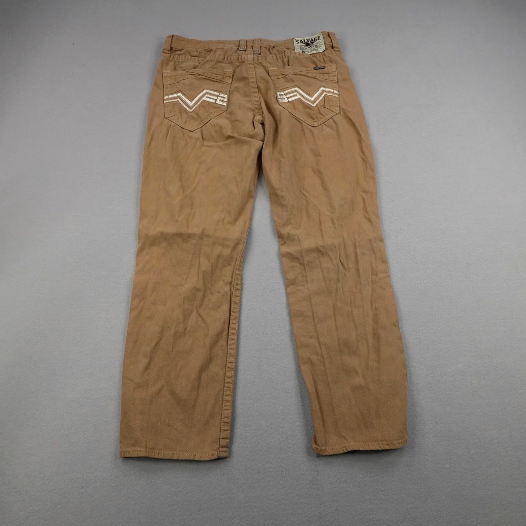 Vintage Salvage Supply Company Jeans Mens 36 Beige 36x34 Tan Buckle Mayhem Straight Pantas Size US 36 / EU 52 - 4 Thumbnail