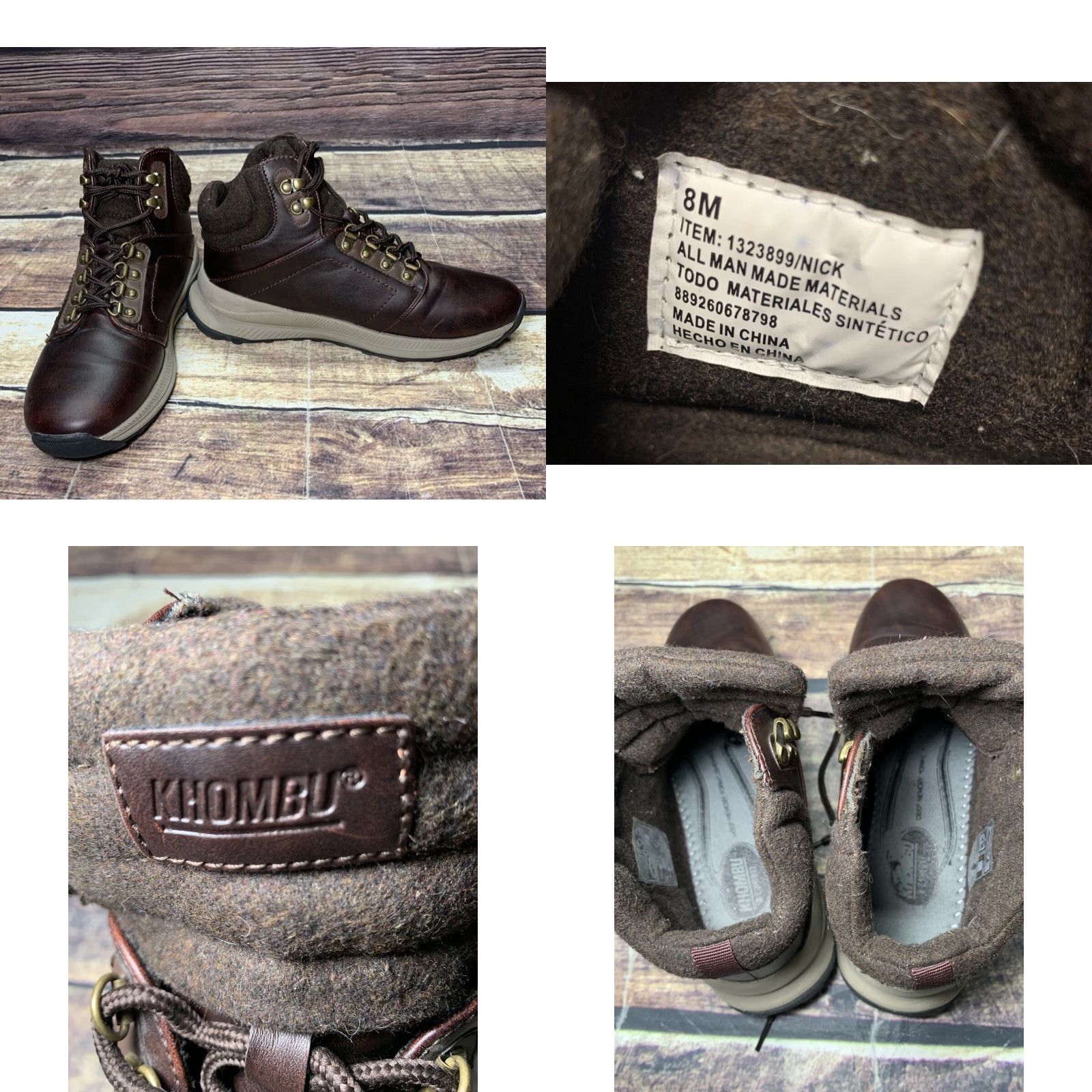 Vintage Khombu Boot Hiking Mens 8M Brown Faux Leather Very Clean Excellent Condition Size US 8 / EU 41 - 8 Thumbnail
