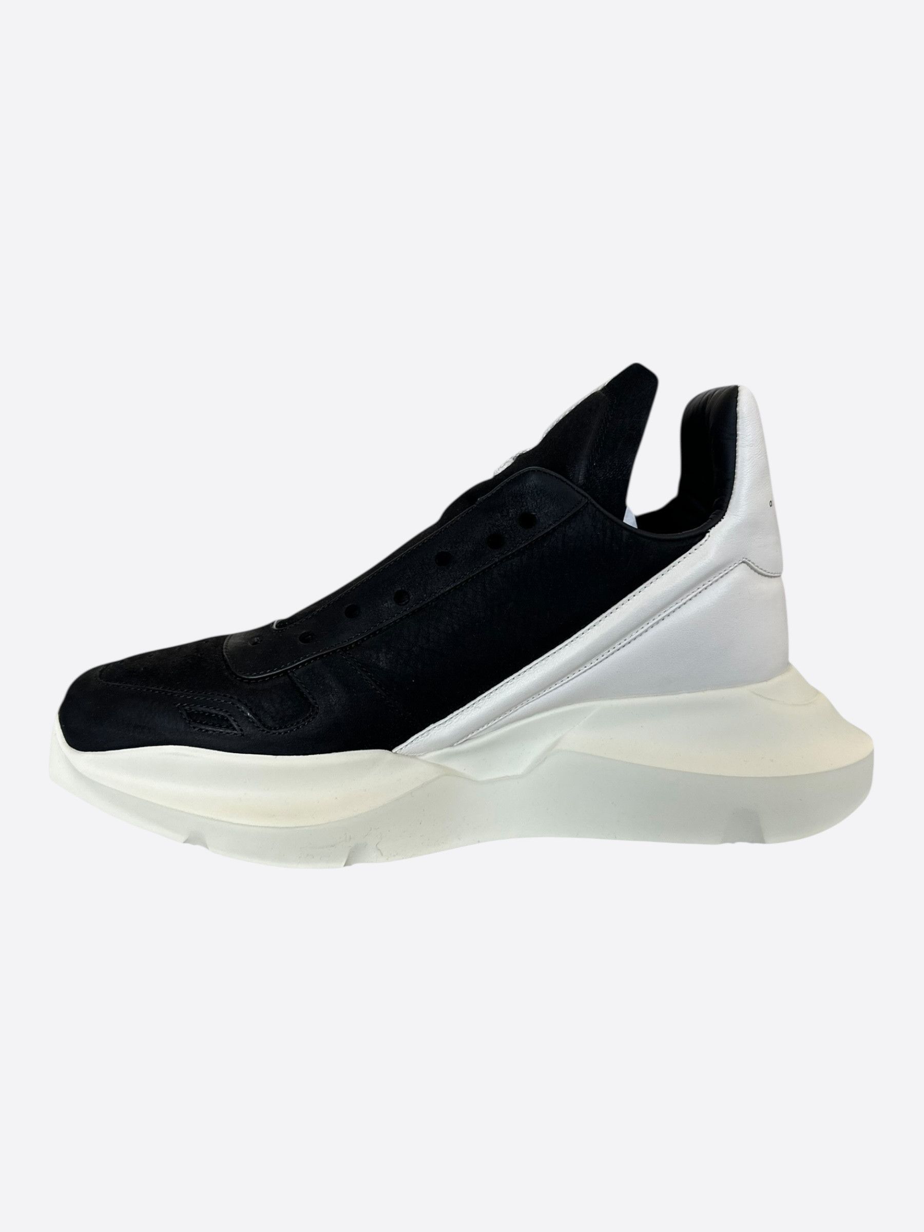 Rick Owens Rick Owens Black & White Leather Geth Runner Sneakers Size US 8 / EU 41 - 3 Thumbnail