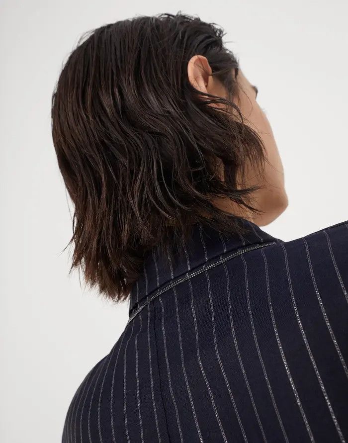 Brunello Cucinelli o1w1db10825 Woven Jacket Wool in Open Blue Size XL / US 12-14 / IT 48-50 - 6 Thumbnail