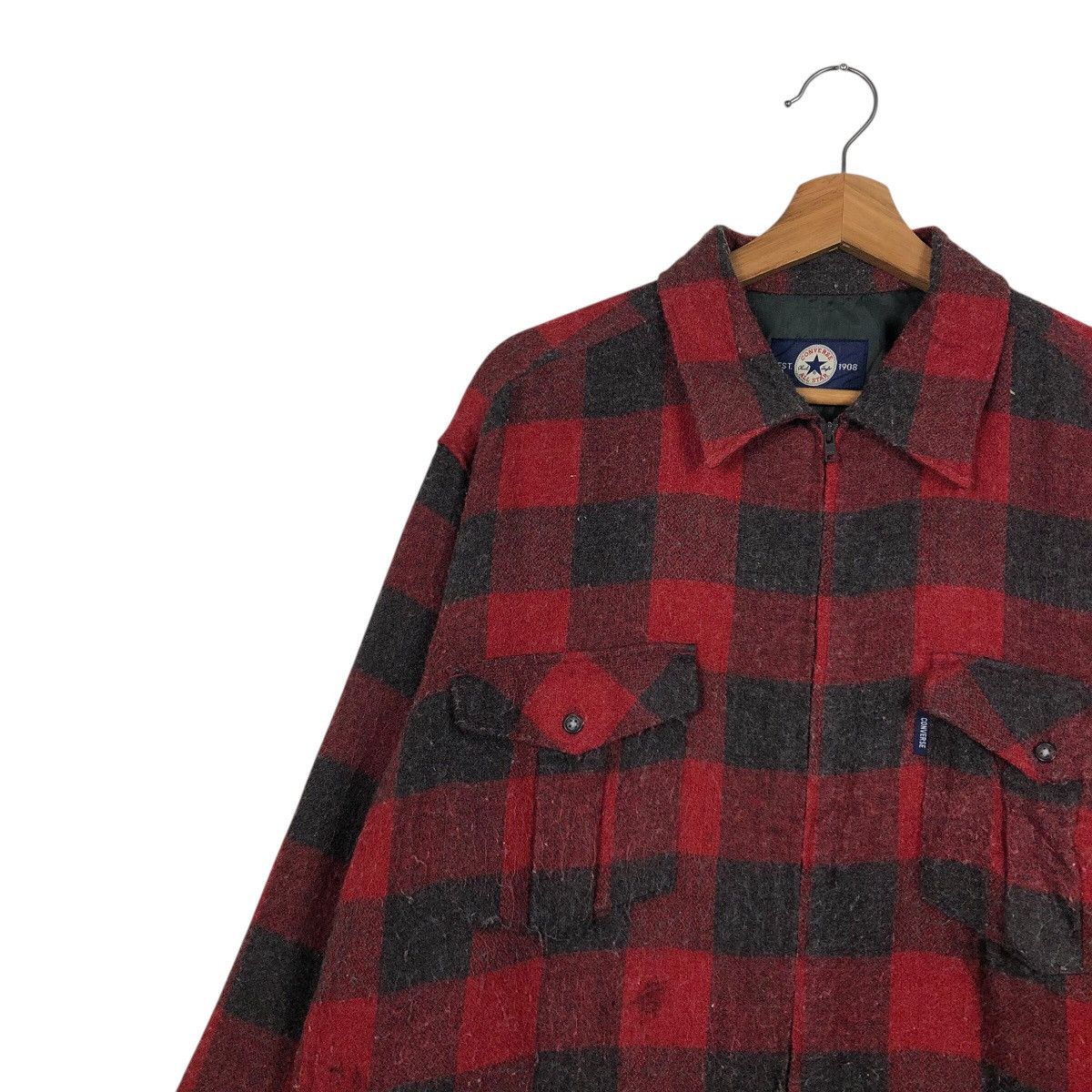 Japanese Brand 📌Vintage Wool Zipper Jacket Tartan Design Converse All Star Size US M / EU 48-50 / 2 - 7 Thumbnail