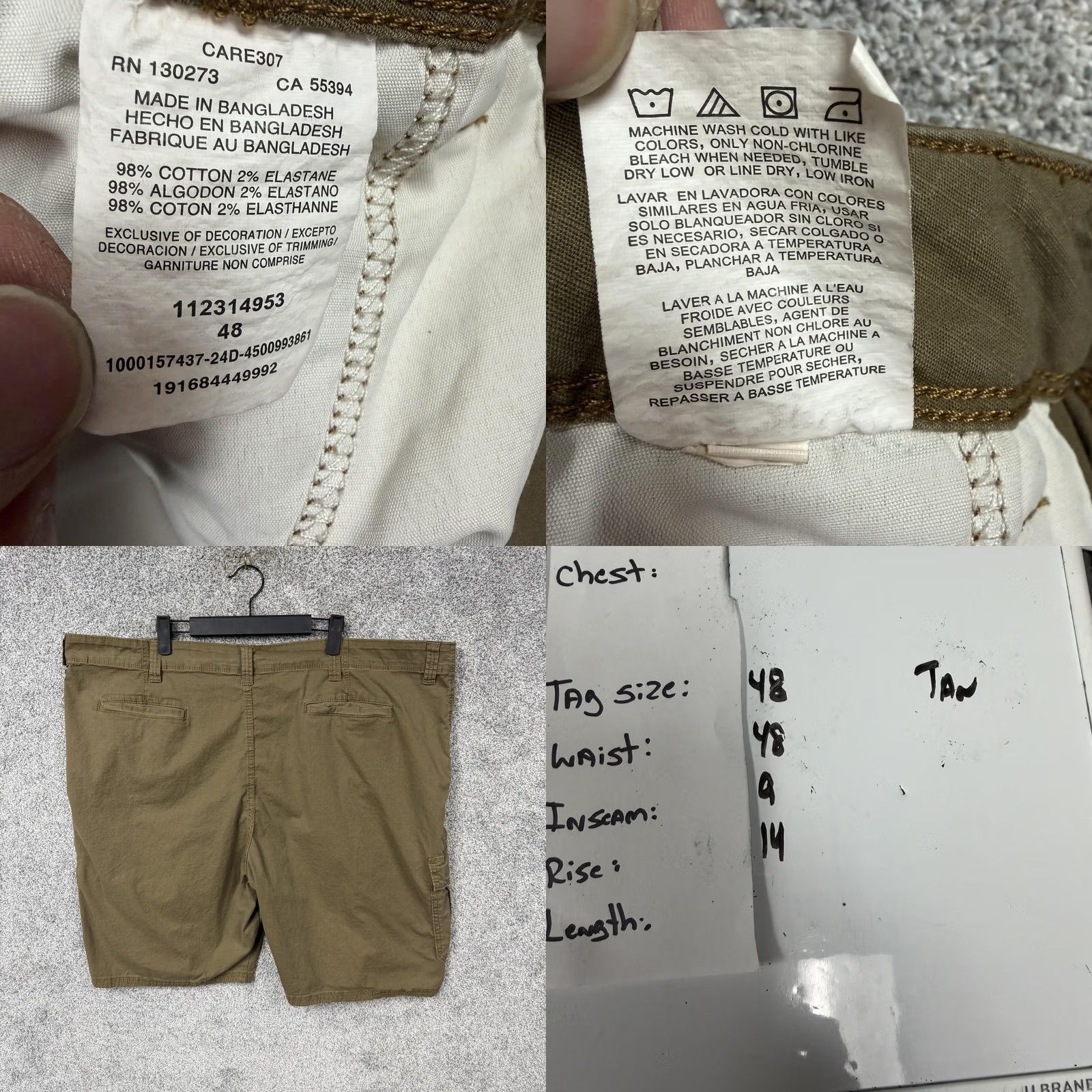 Wrangler Wrangler Cargo Shorts 48x9 Beige Men Regular Cargo Pocket 9in Cotton Spandex Workwear Outdoor Relaxed Fit Flat Front (Gorpcore) Size US 32 / EU 48 - 8 Thumbnail