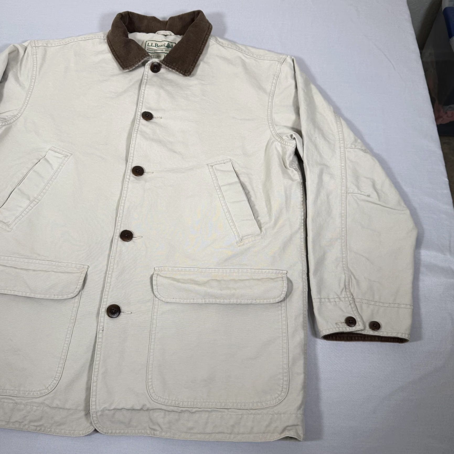 Vintage L.L. Bean Jacket Mens Large Tan Barn Coat Canvas Corduroy Collar Lined Field Size US L / EU 52-54 / 3 - 3 Thumbnail