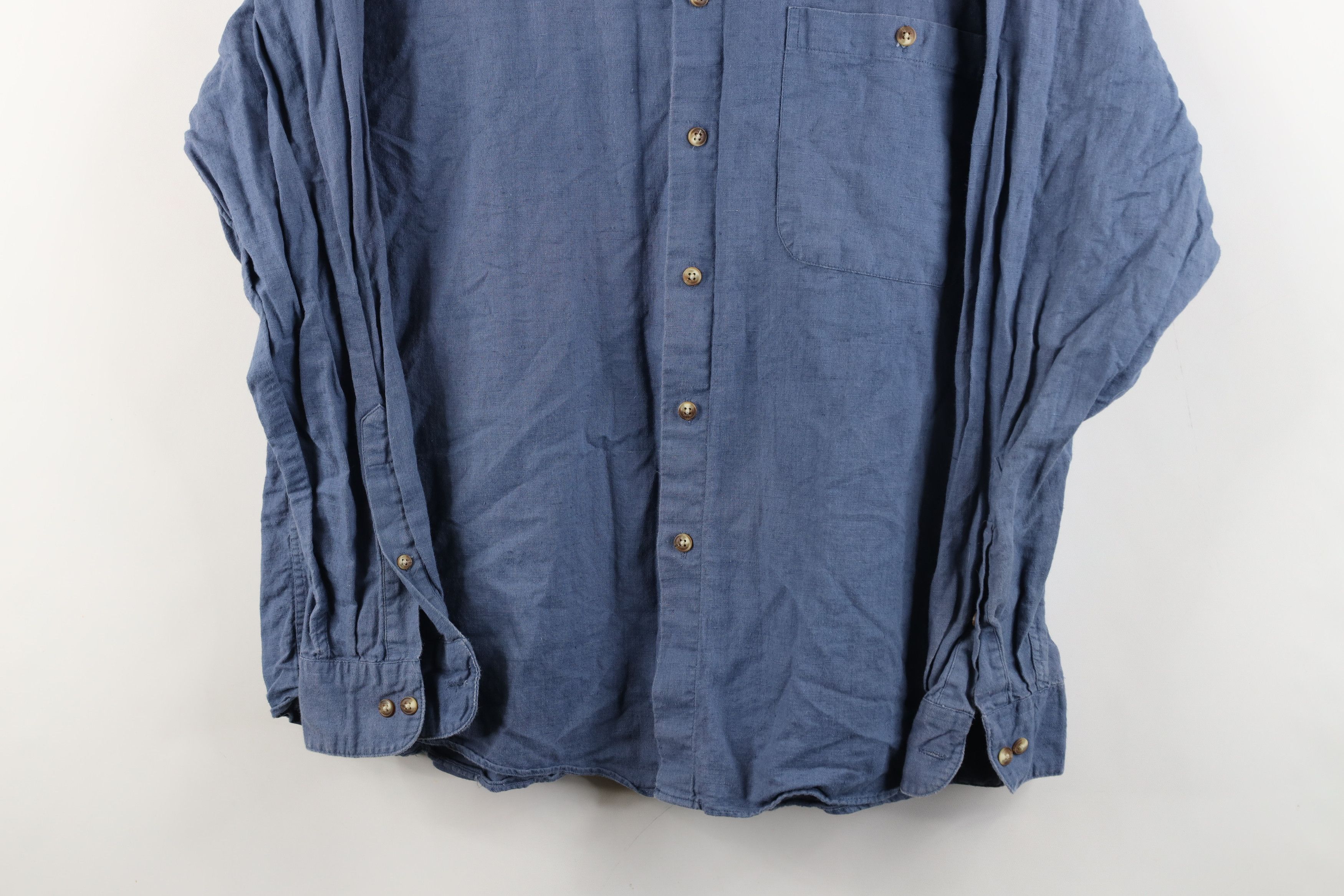 Vintage Vintage 90s Streetwear Linen Blend Band Collar Button Shirt Size US M / EU 48-50 / 2 - 3 Thumbnail