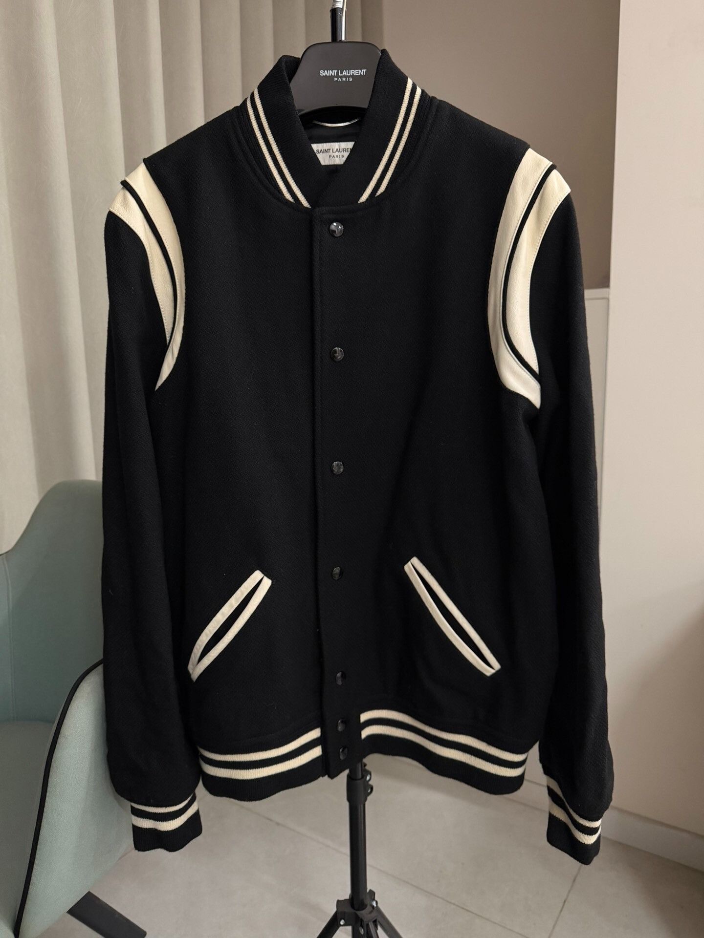 Saint Laurent Paris Saint Laurent Teddy Wool Baseball Jacket Size US L / EU 52-54 / 3 - 1 Thumbnail