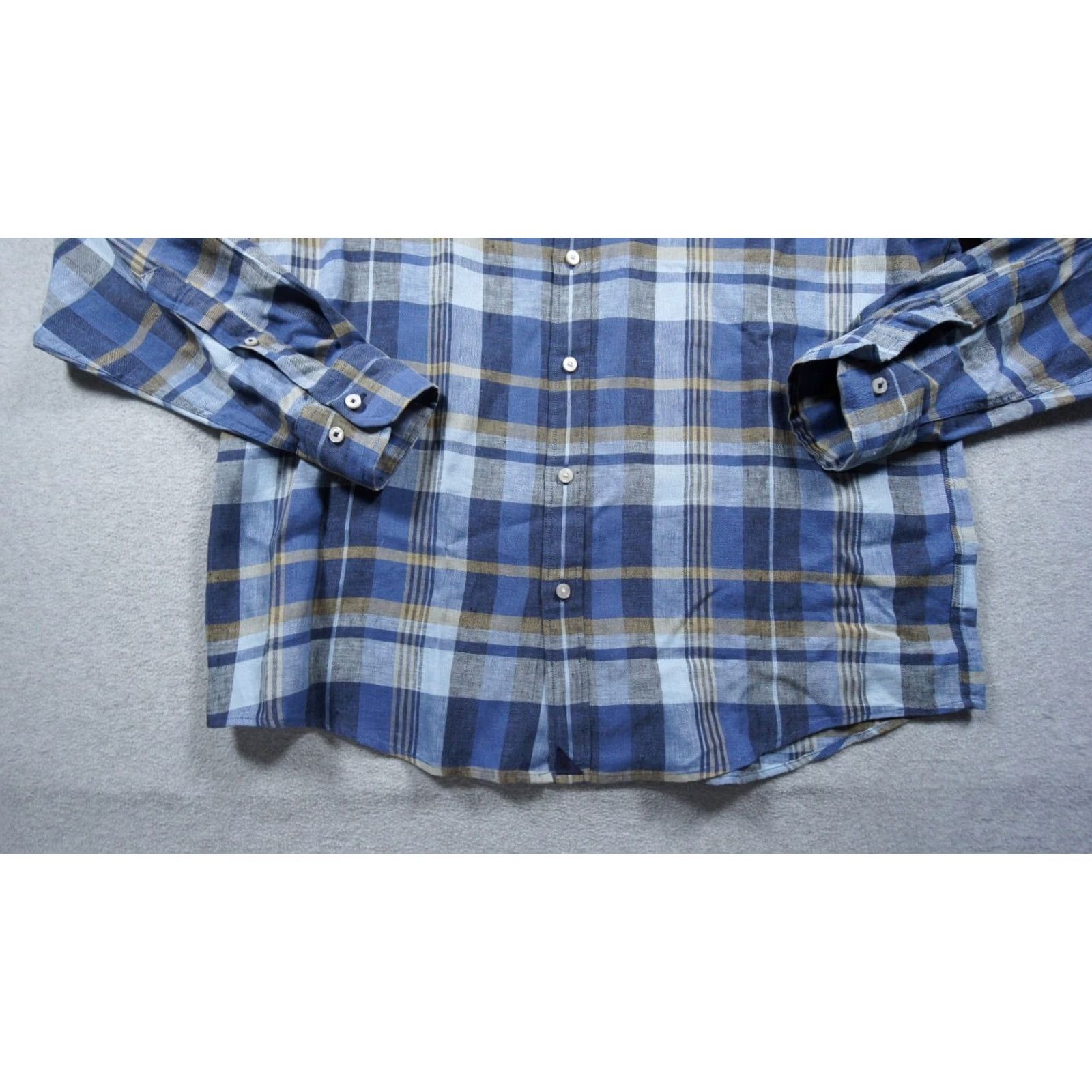 UNTUCKit UNTUCKit Shirt Mens Large Blue Button Down Long Sleeve Linen Plaid Work Business Size US L / EU 52-54 / 3 - 3 Thumbnail
