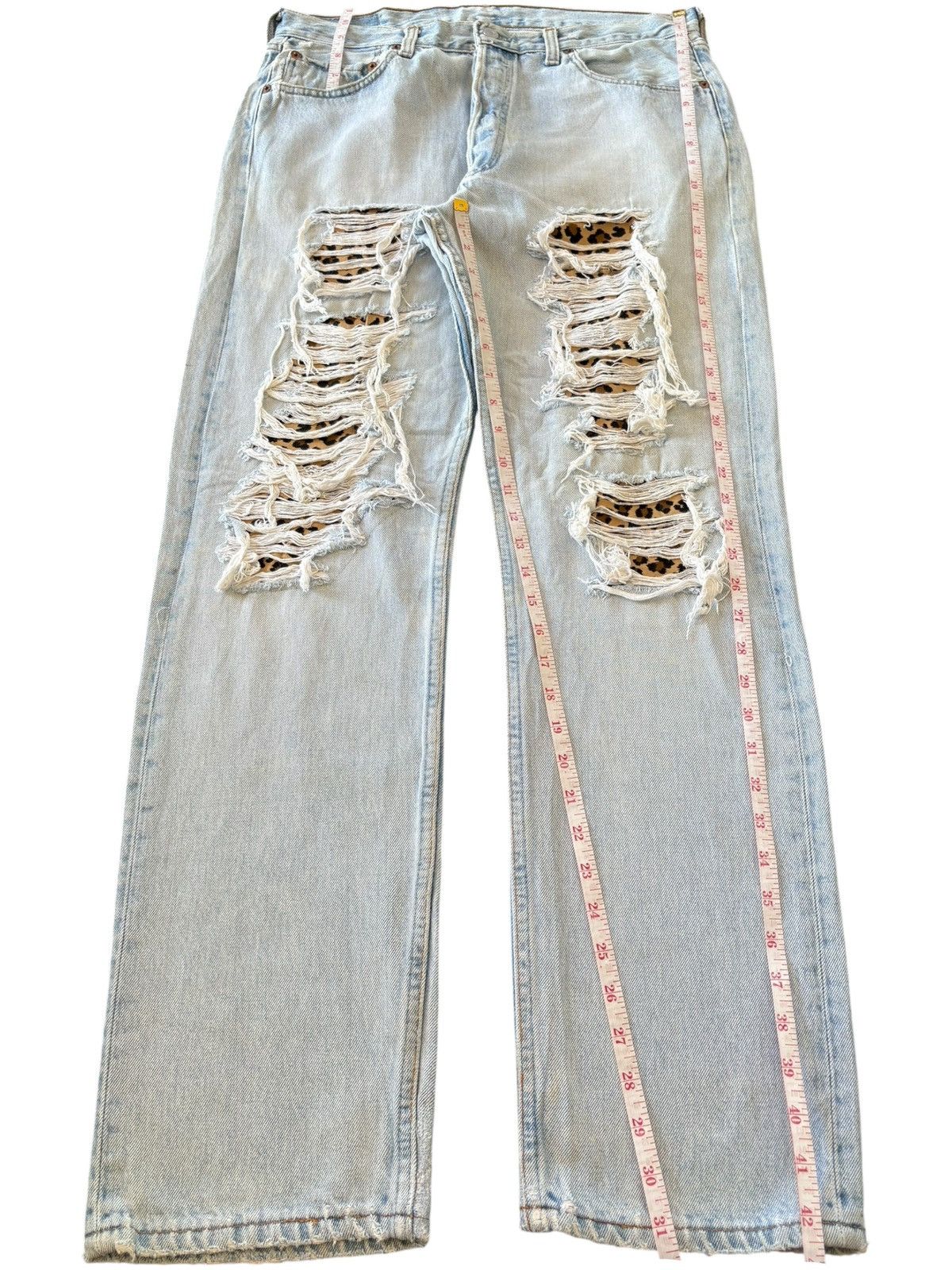 Levi's Vintage 90s Levis 501 Leopard Patched Distress Loose Jeans Size 33" - 8 Thumbnail