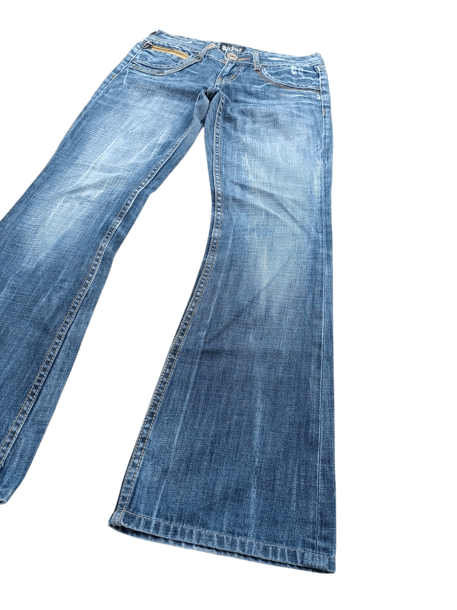Japanese Brand VINTAGE 90s Flared Back Number Faded Jean Size US 28 / EU 44 - 2 Thumbnail