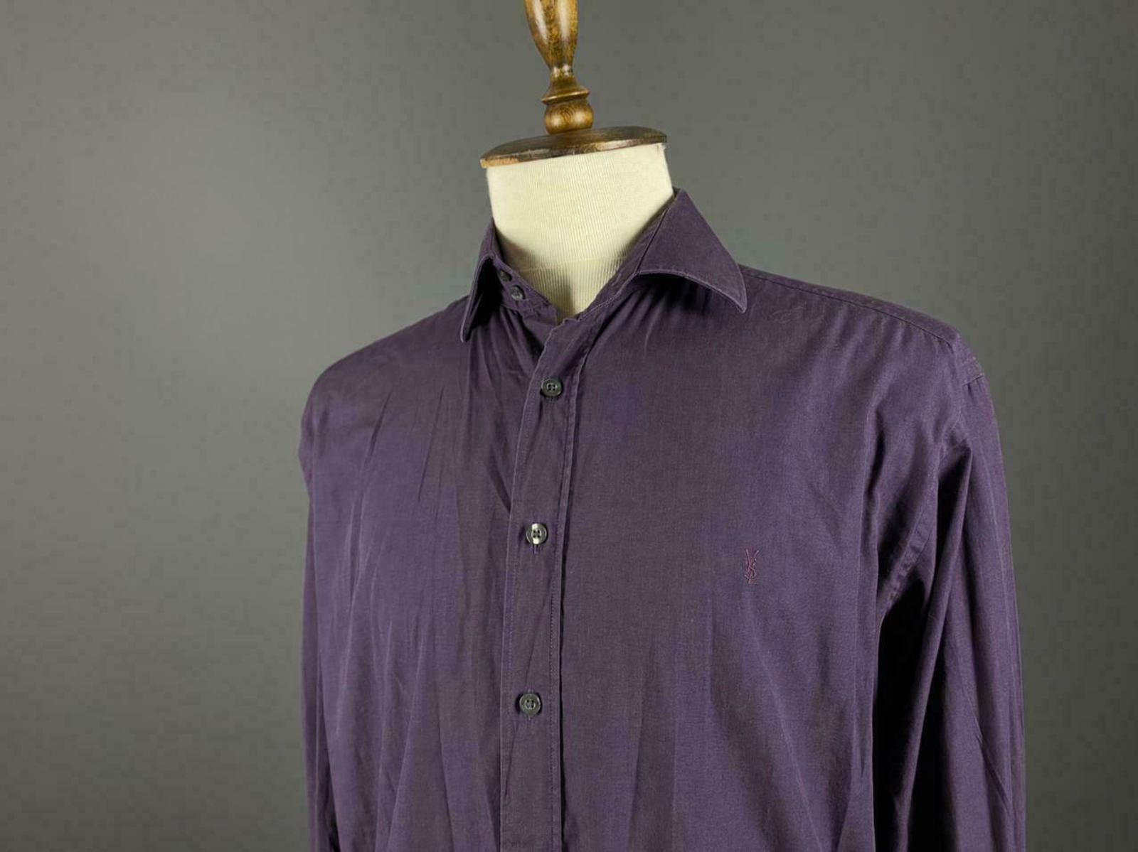 Yves Saint Laurent Vintage YSL Yves Saint Laurent Purple Dress Shirt 42 16 Size US M / EU 48-50 / 2 - 2 Thumbnail