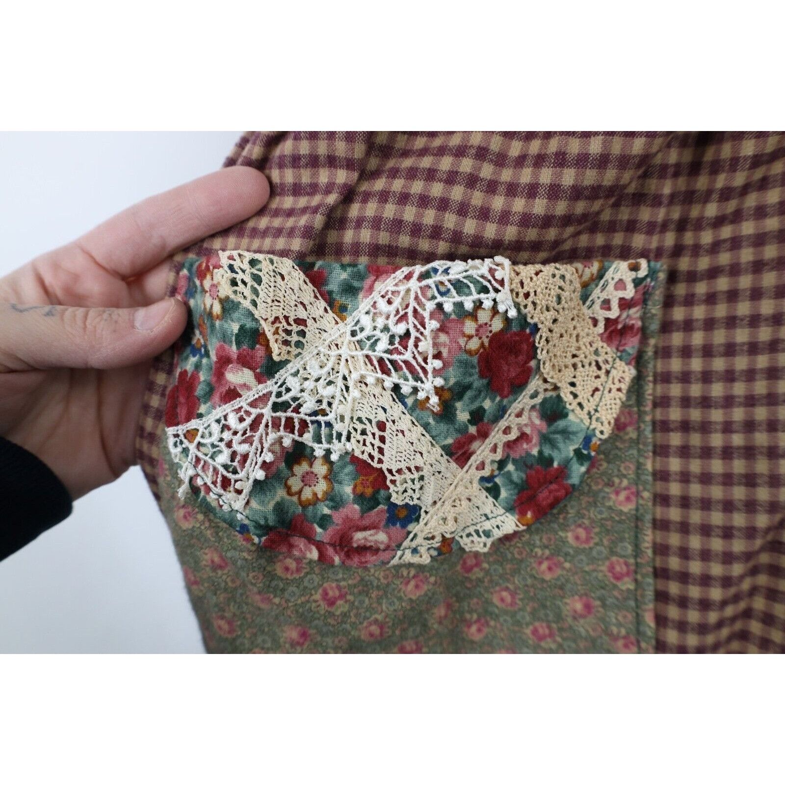 Vintage Vintage 90s Country Primitive Cottage Handmade Patch Dress Size L / US 10 / IT 46 - 6 Thumbnail