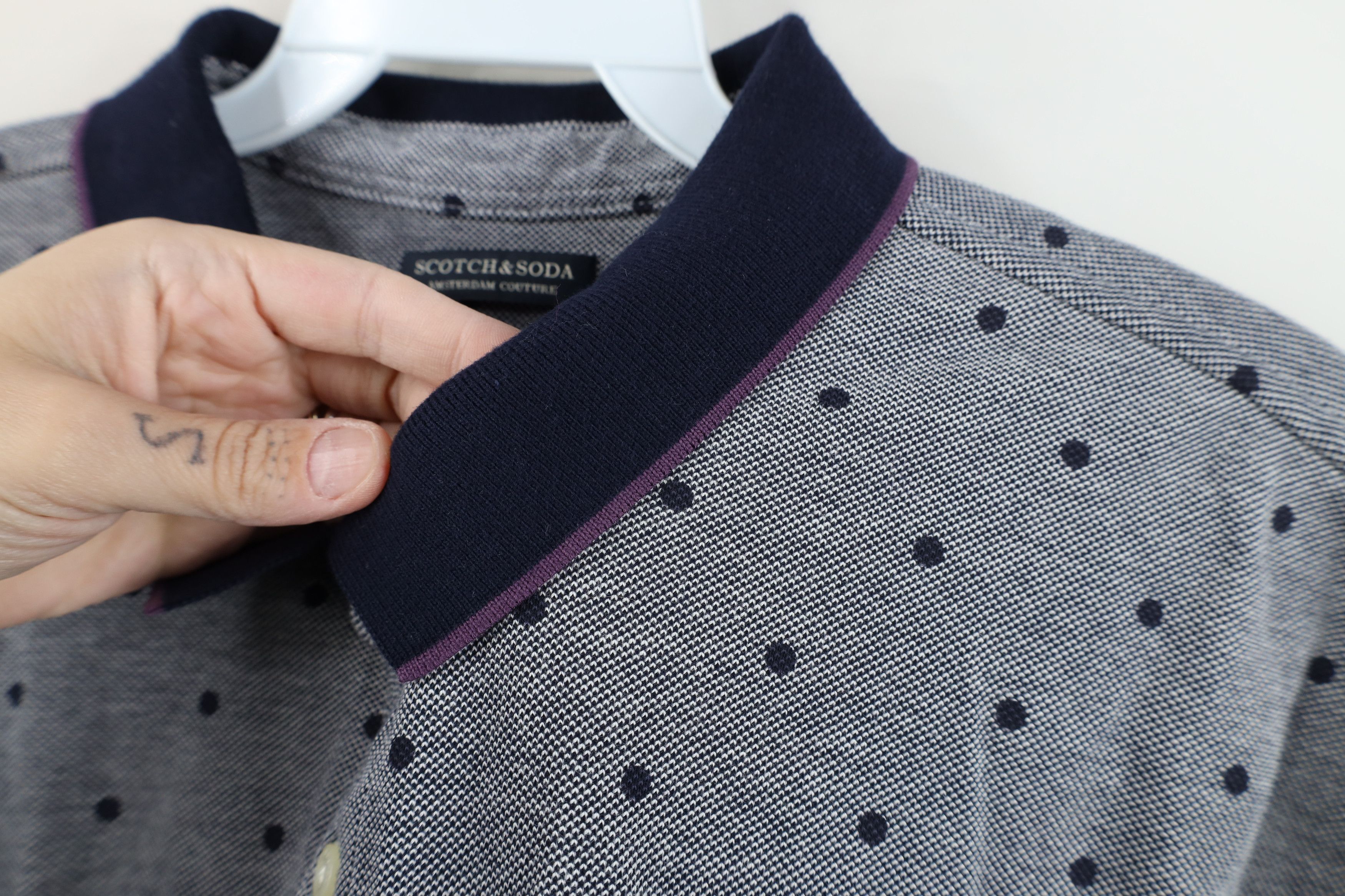 Scotch & Soda Scotch & Soda Classic Fit Polka Dot Collared Golf Polo Shirt Size US XL / EU 56 / 4 - 9 Thumbnail