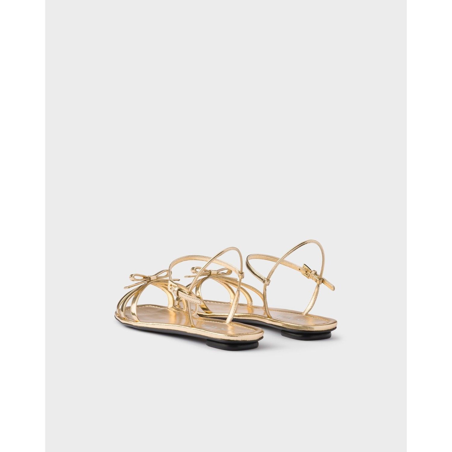 Prada PRADA $1100 Platinum Flat metallic leather sandals New & Aut Size US 8.5 / IT 38.5 - 5 Thumbnail