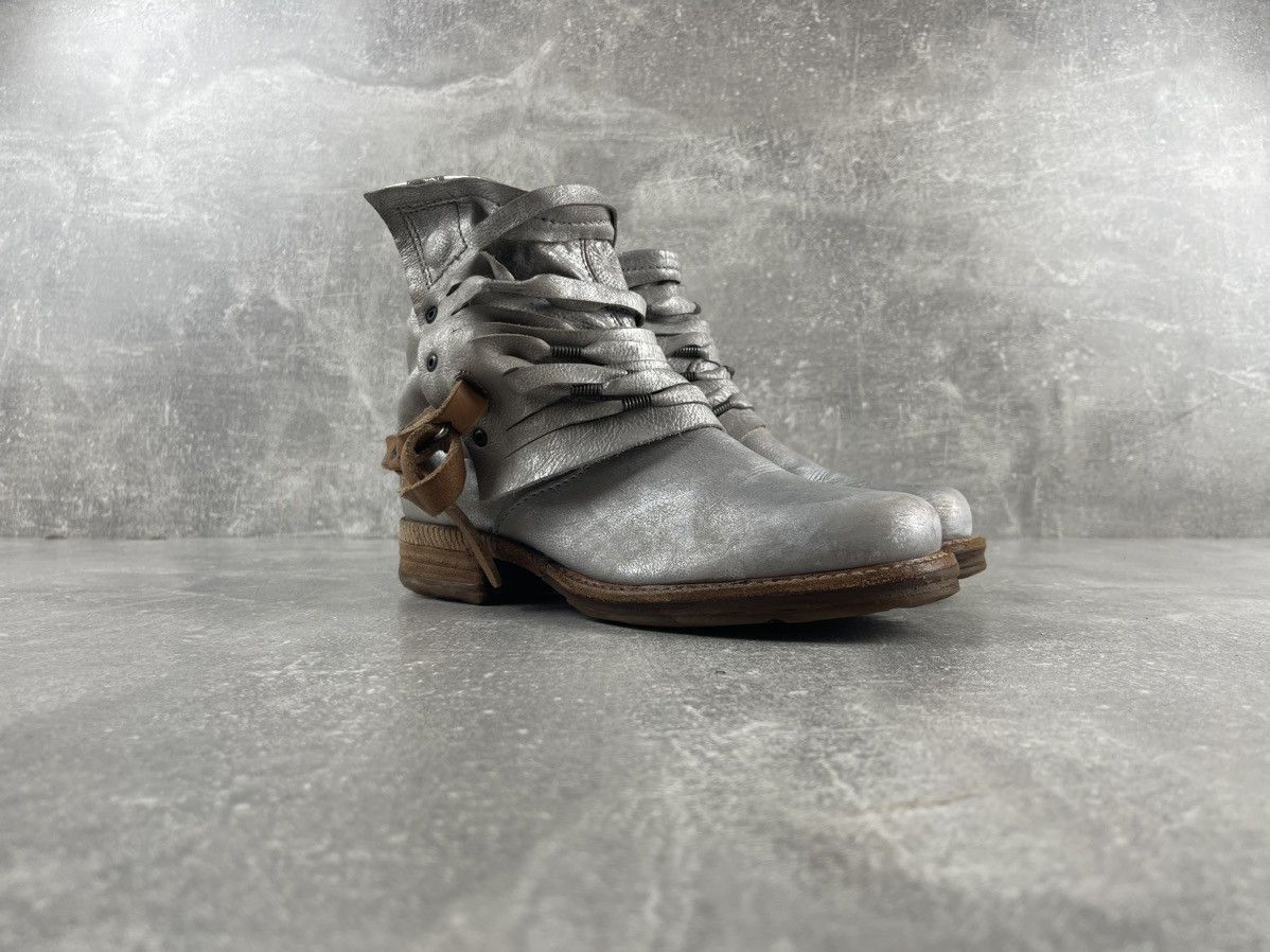 Vintage A.S.98 Archive Silver Straps Glitter Leather Boots Size US 7 / IT 37 - 2 Thumbnail