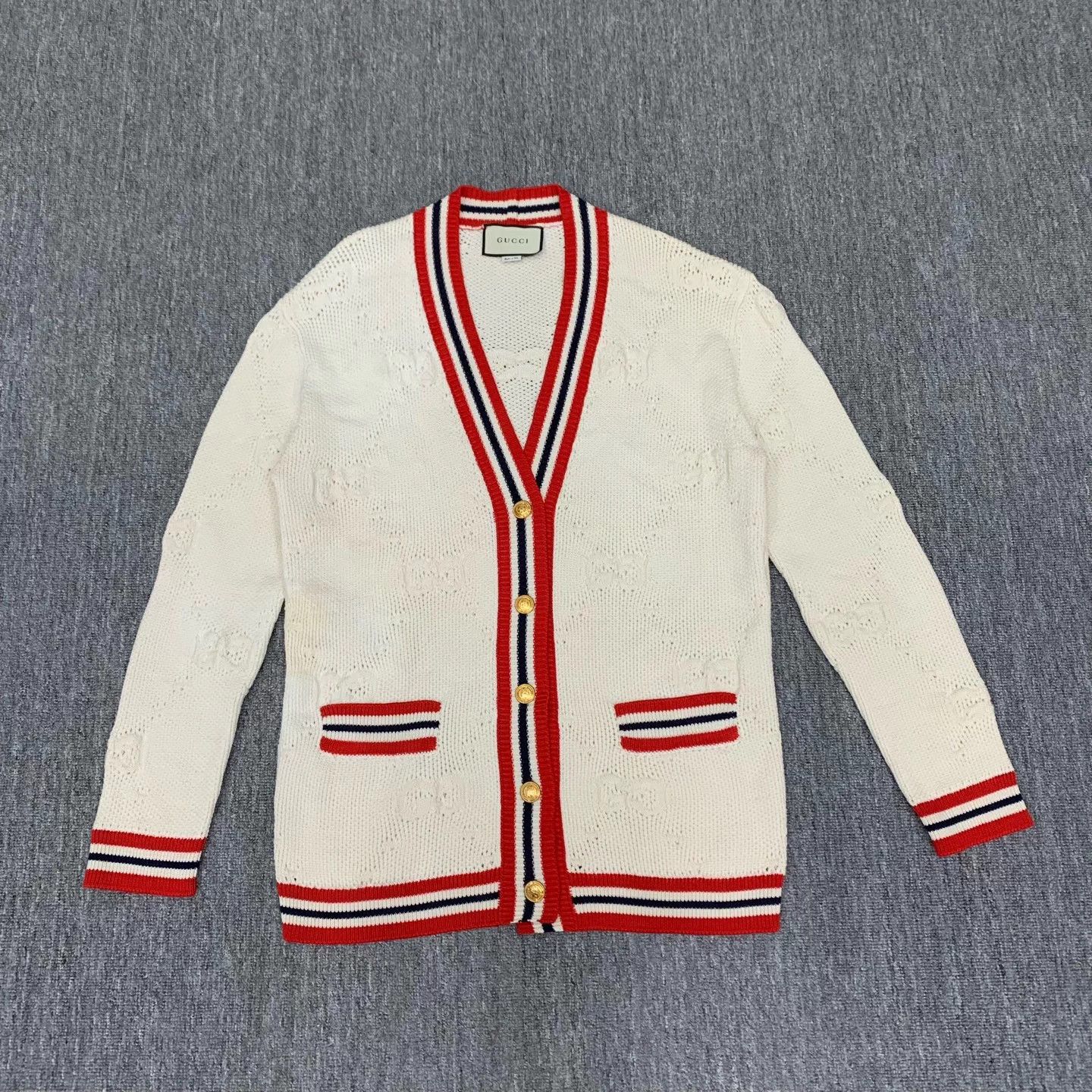 Gucci Gucci White Double G All Over Wool Knit Cardigan Size S Size S / US 4 / IT 40 - 1 Thumbnail
