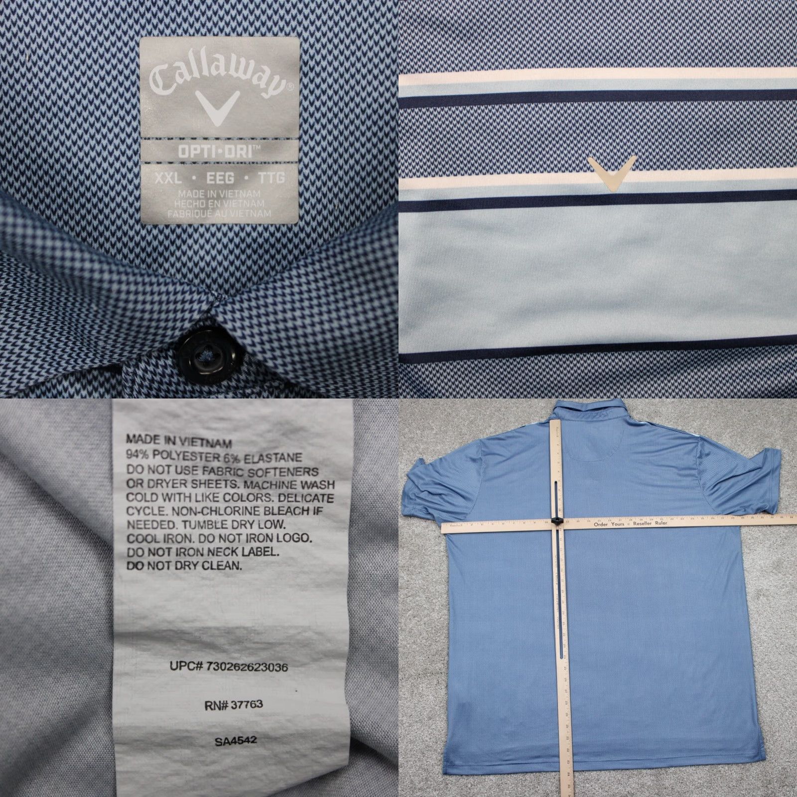 Callaway Callaway Polo Shirt Mens 2XL Blue Opti-Dri Golf Polyester S/S Pullover Stretch Polo Size US XXL / EU 58 / 5 - 8 Thumbnail